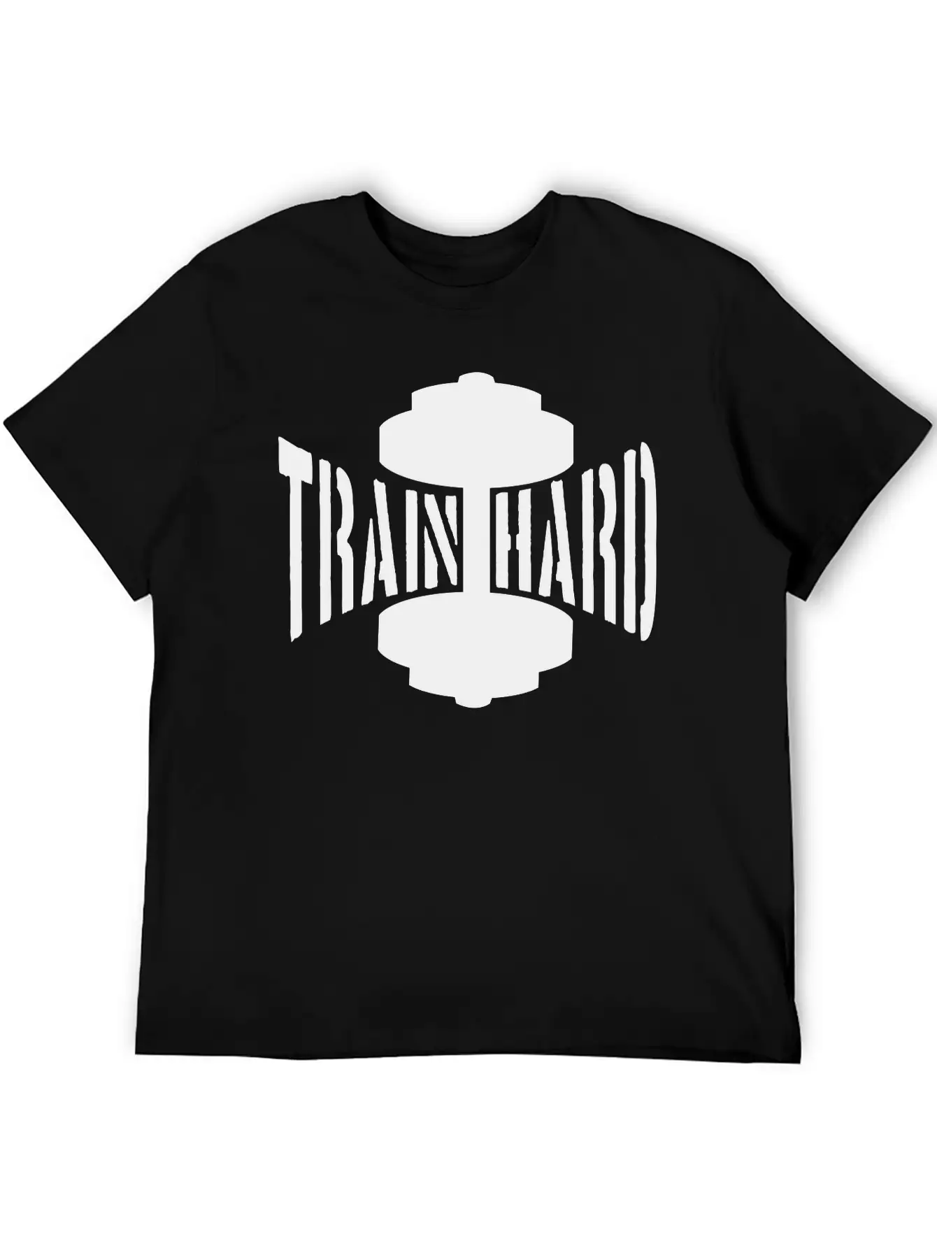Train Hard Text Dumbbell Exercise Hand Arm Muscles Unisex Casual T-Shirt – Clean Design For Daily Comfort
