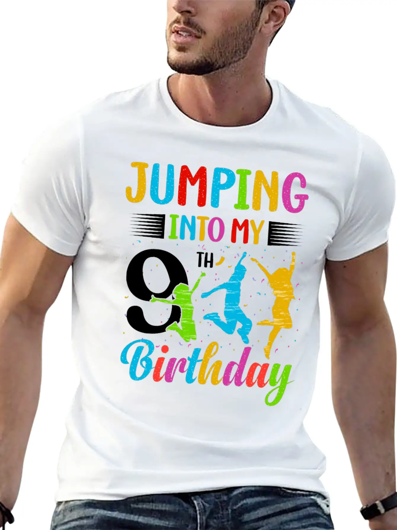 Trampoline Lover 8th Birthday Party Jumping Lightweight Cotton T-Shirt – Daily Comfort Graphic Shirt