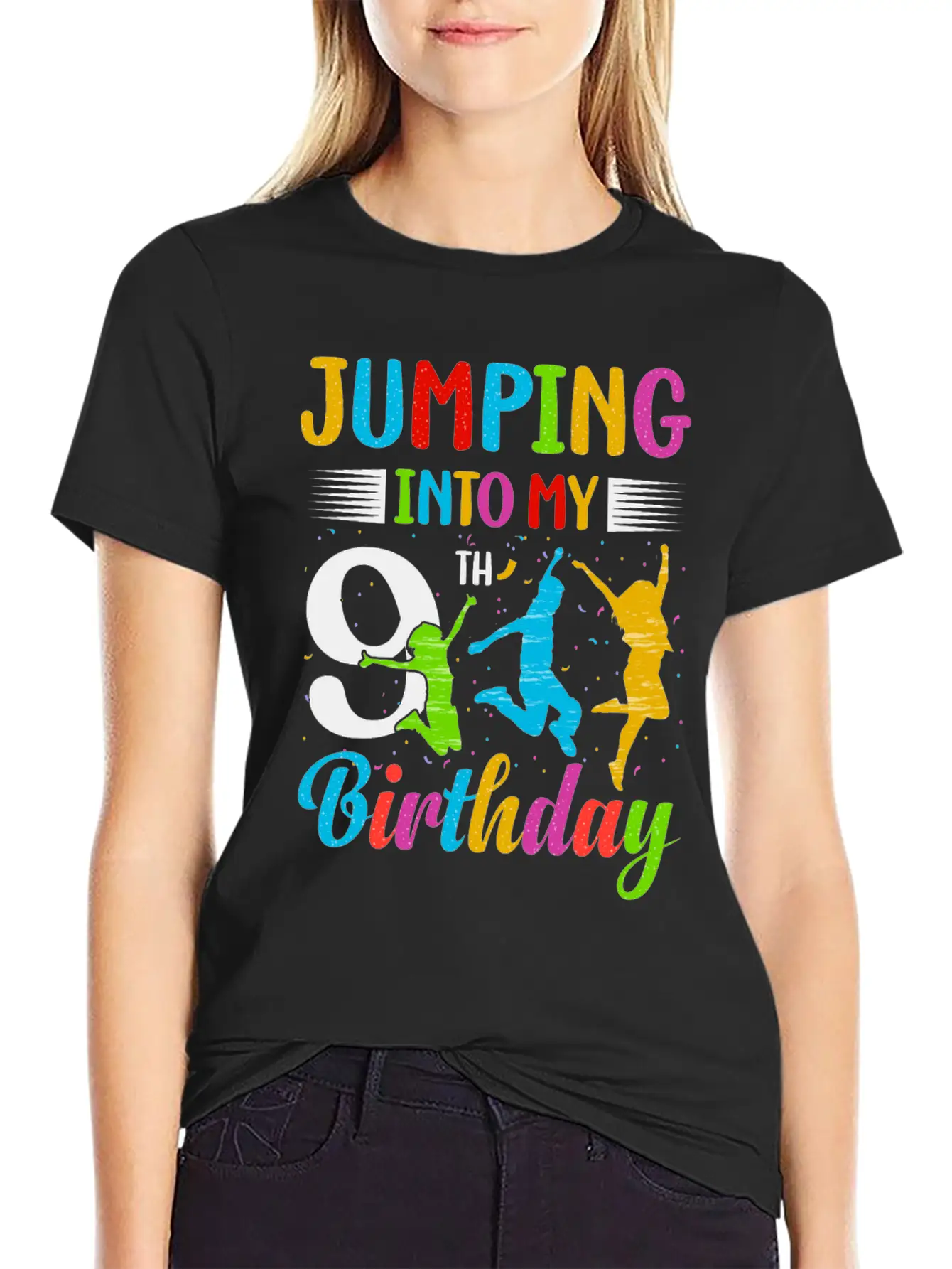 Trampoline Lover 8th Birthday Party Jumping Lightweight Cotton T-Shirt – Daily Comfort Graphic Shirt
