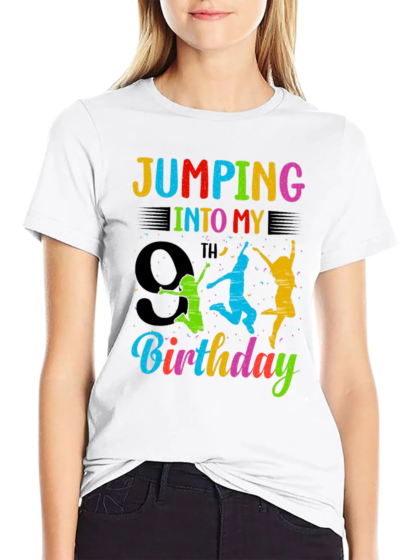 Trampoline Lover 8th Birthday Party Jumping Lightweight Cotton T-Shirt – Daily Comfort Graphic Shirt