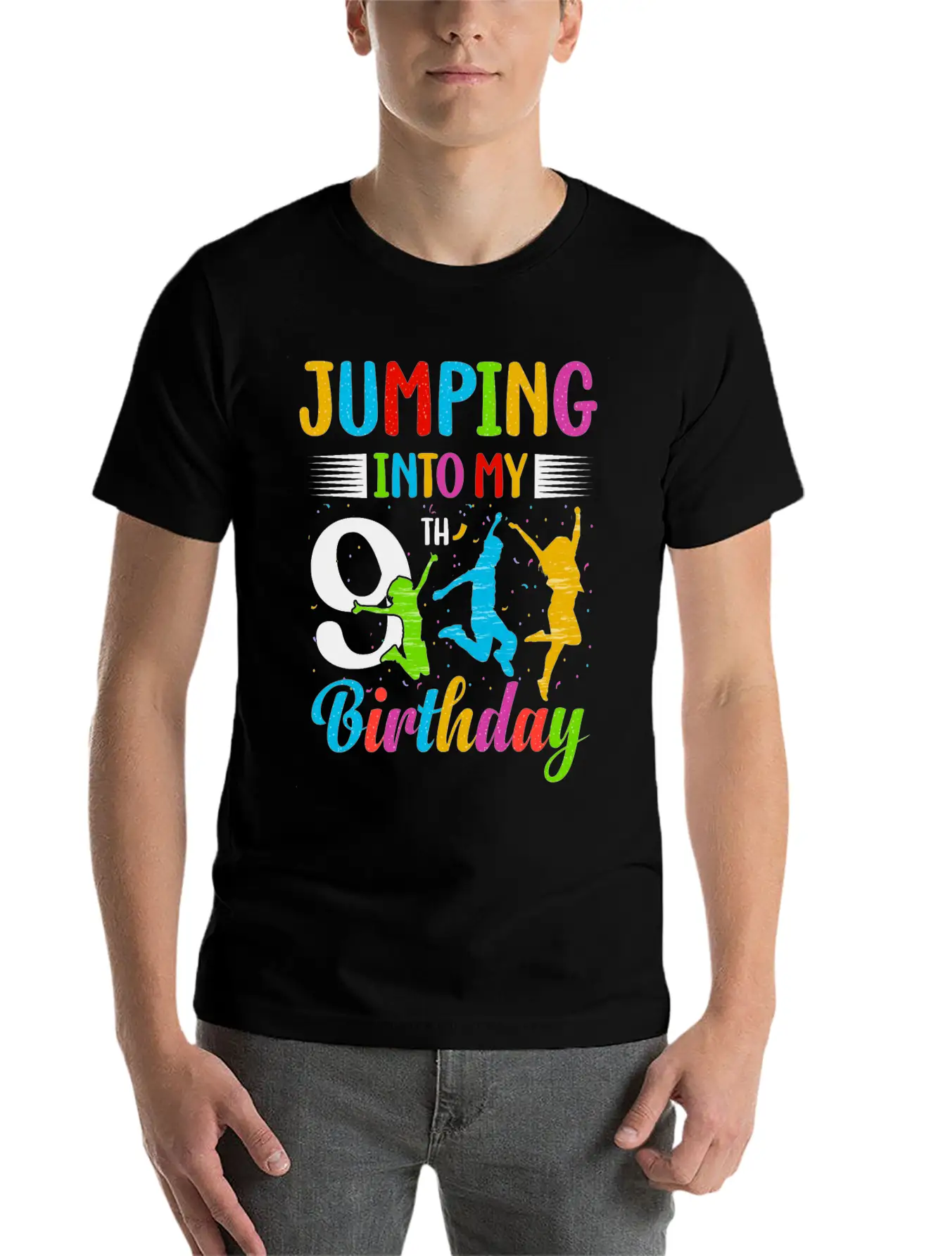 Trampoline Lover 8th Birthday Party Jumping Lightweight Cotton T-Shirt – Daily Comfort Graphic Shirt