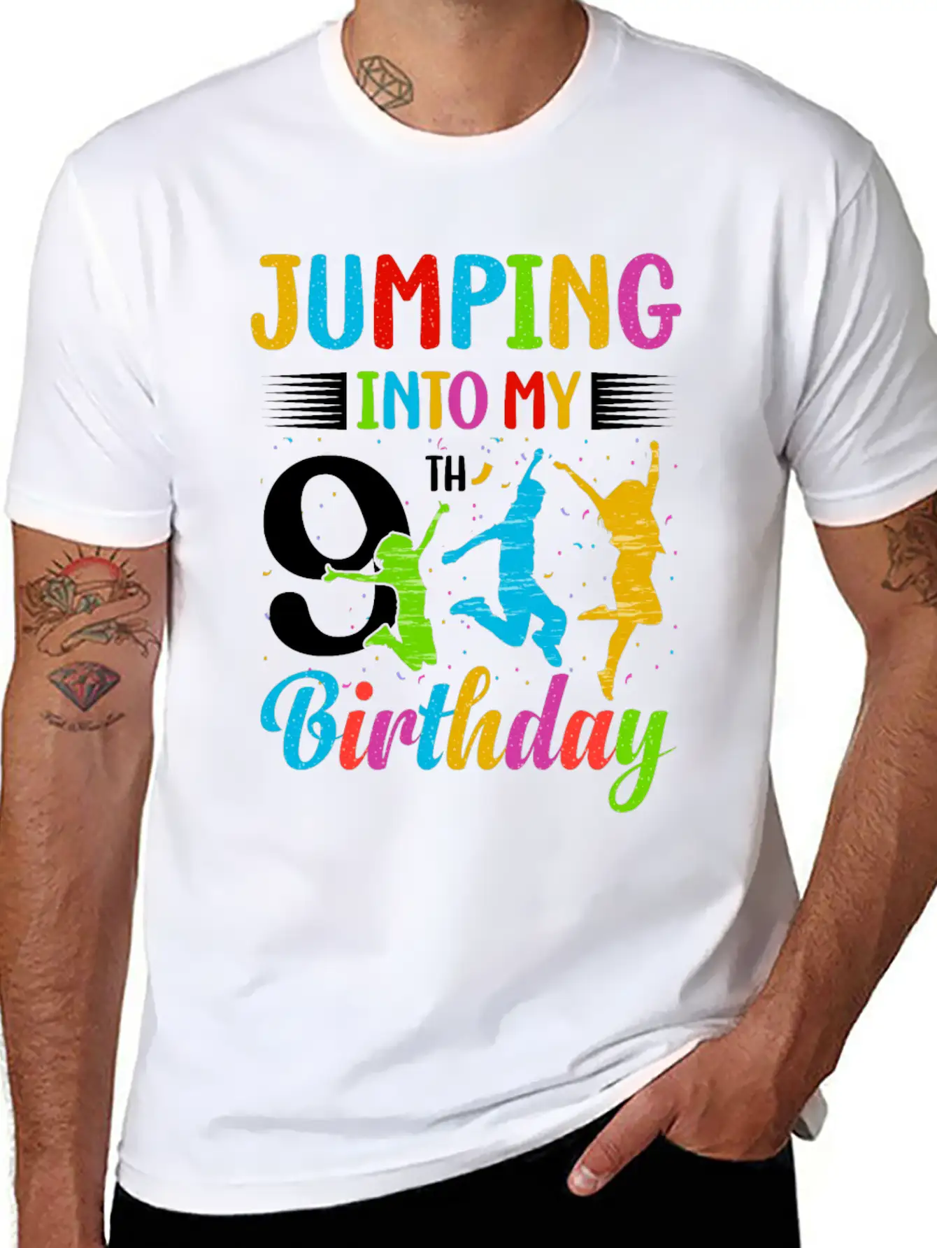 Trampoline Lover 8th Birthday Party Jumping Lightweight Cotton T-Shirt – Daily Comfort Graphic Shirt