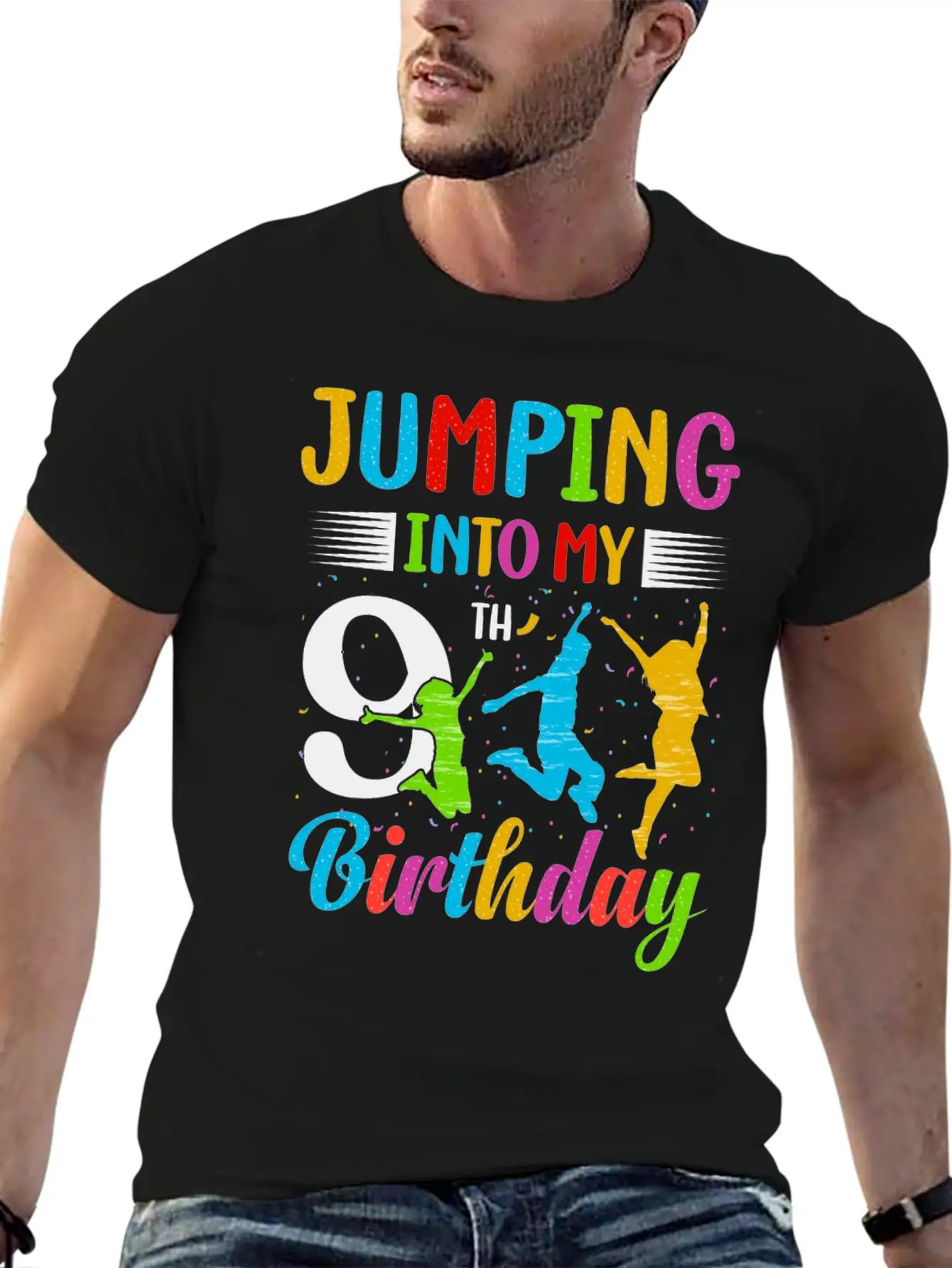 Trampoline Lover 8th Birthday Party Jumping Lightweight Cotton T-Shirt – Daily Comfort Graphic Shirt