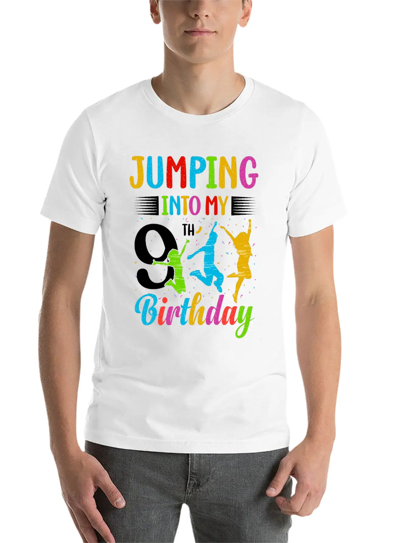 Trampoline Lover 8th Birthday Party Jumping Lightweight Cotton T-Shirt – Daily Comfort Graphic Shirt
