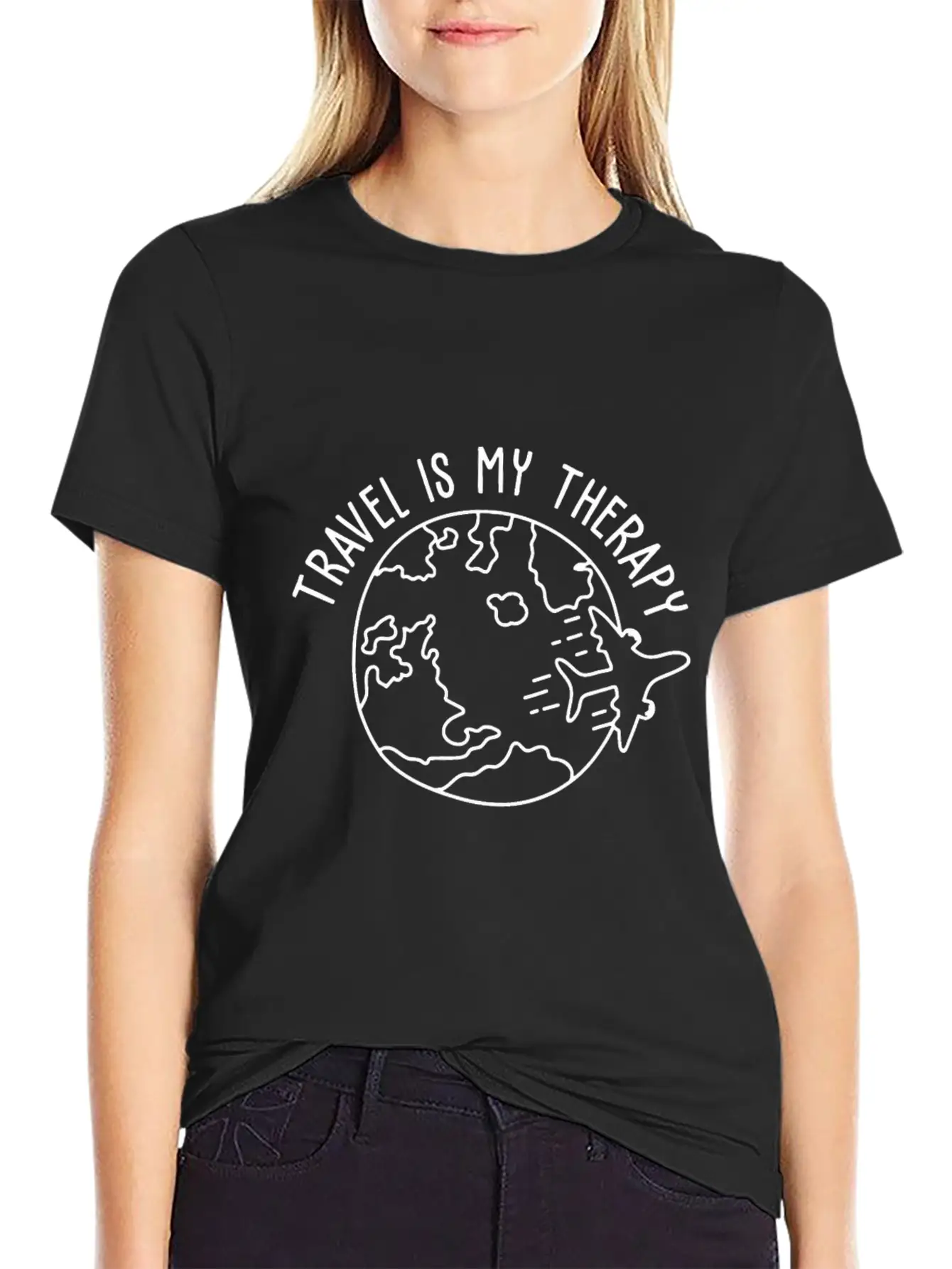 Travel Is My Therapy World Traveler Traveling Love Relaxed Everyday Tee – Lightweight And Durable Cotton