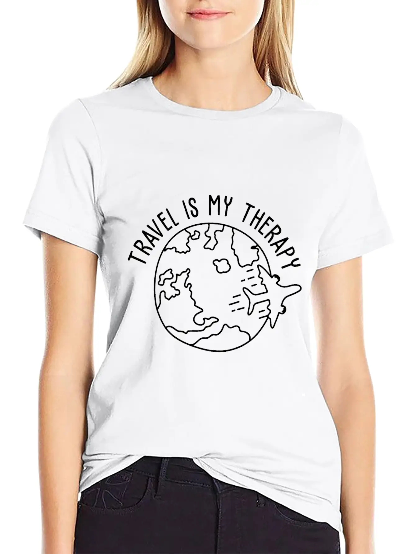 Travel Is My Therapy World Traveler Traveling Love Relaxed Everyday Tee – Lightweight And Durable Cotton
