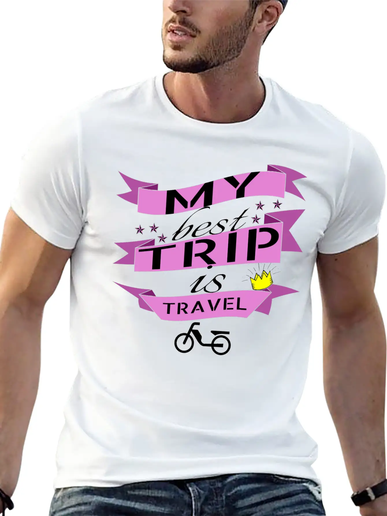 Travel - My Best Trip Is Travel Unisex Casual T-Shirt – Clean Design For Daily Comfort