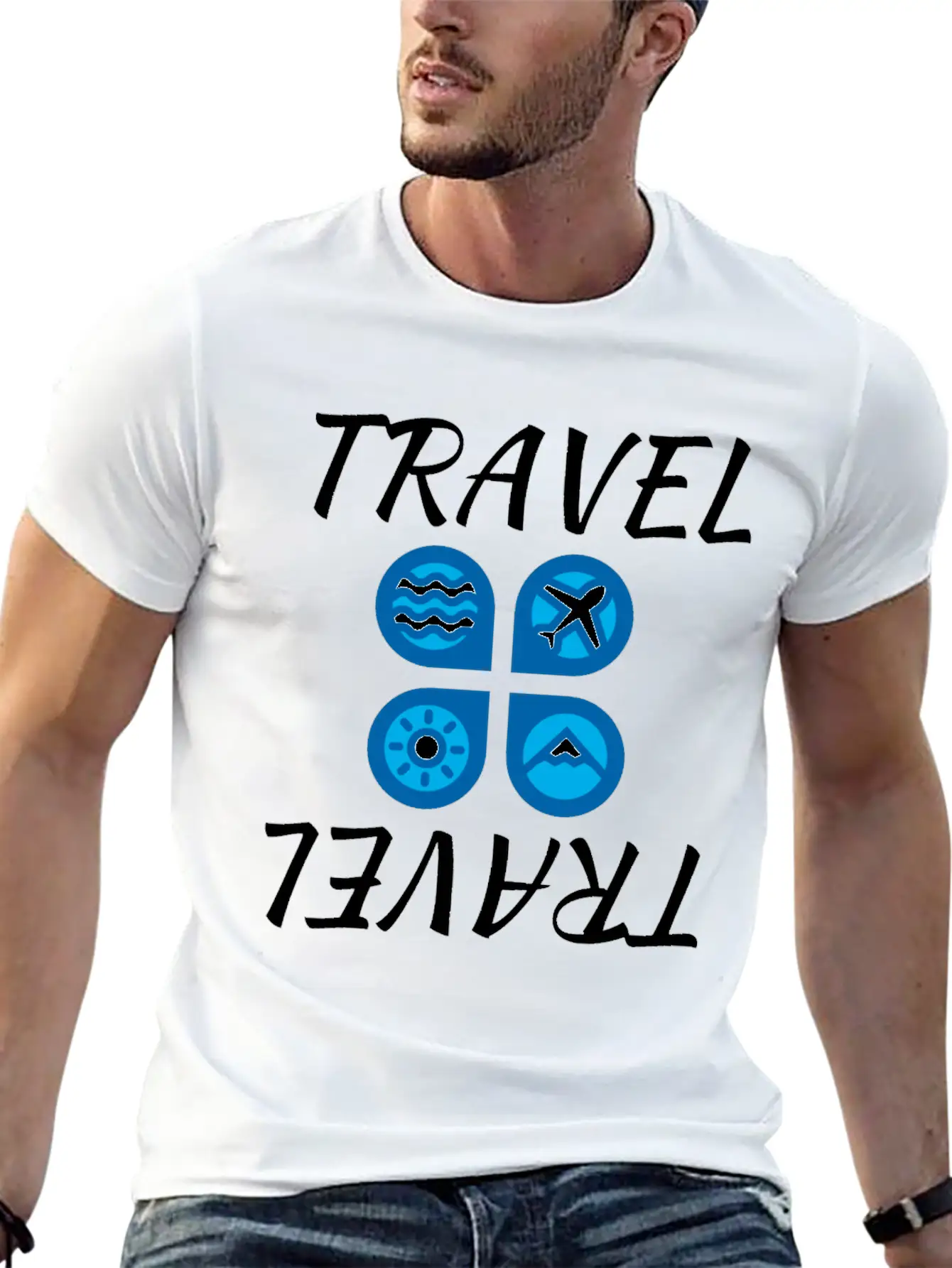 Travel Travel White Unisex Casual T-Shirt – Clean Design For Daily Comfort