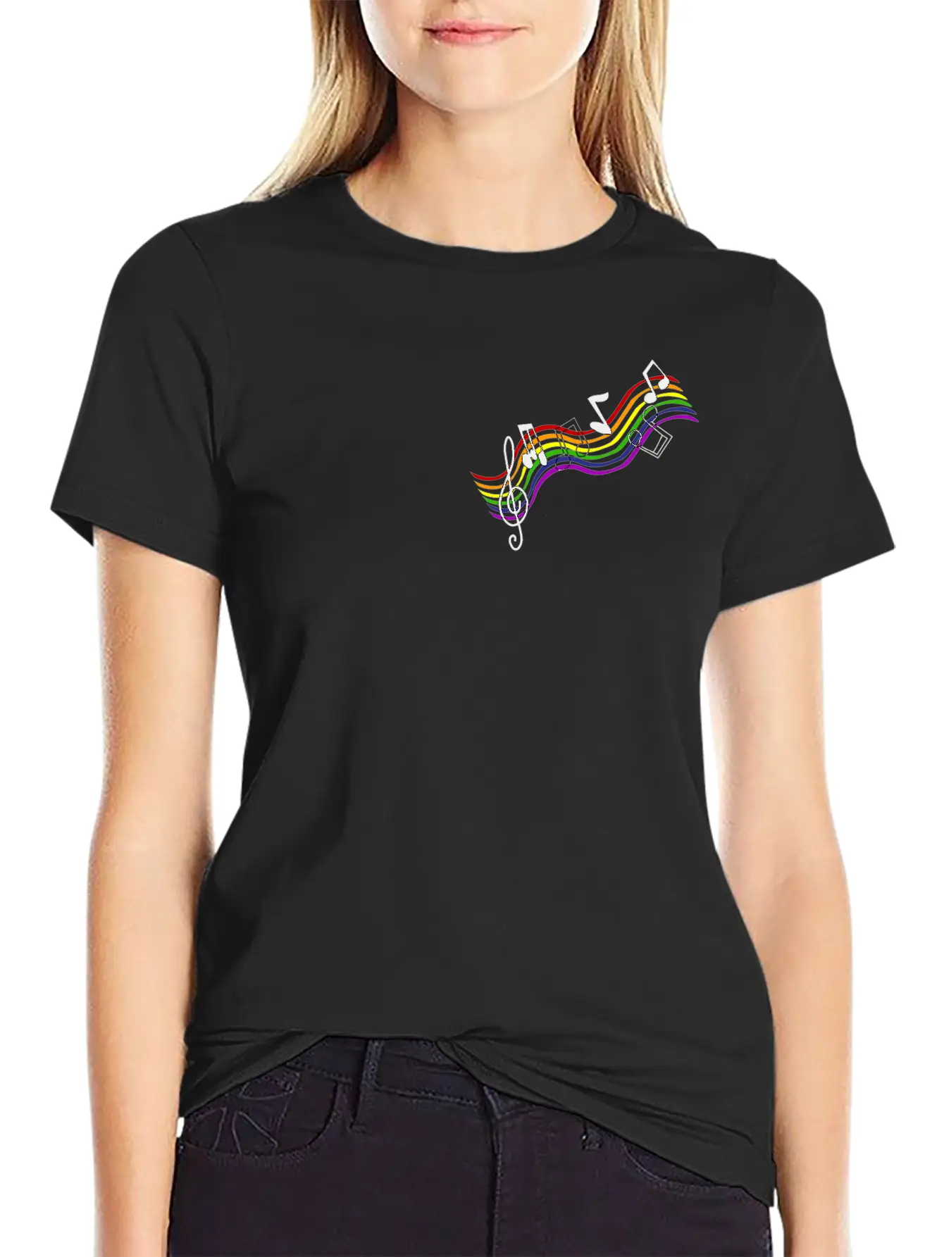 Treble Rainbow Song Modern Fit Casual T-Shirt – Clean And Versatile Design