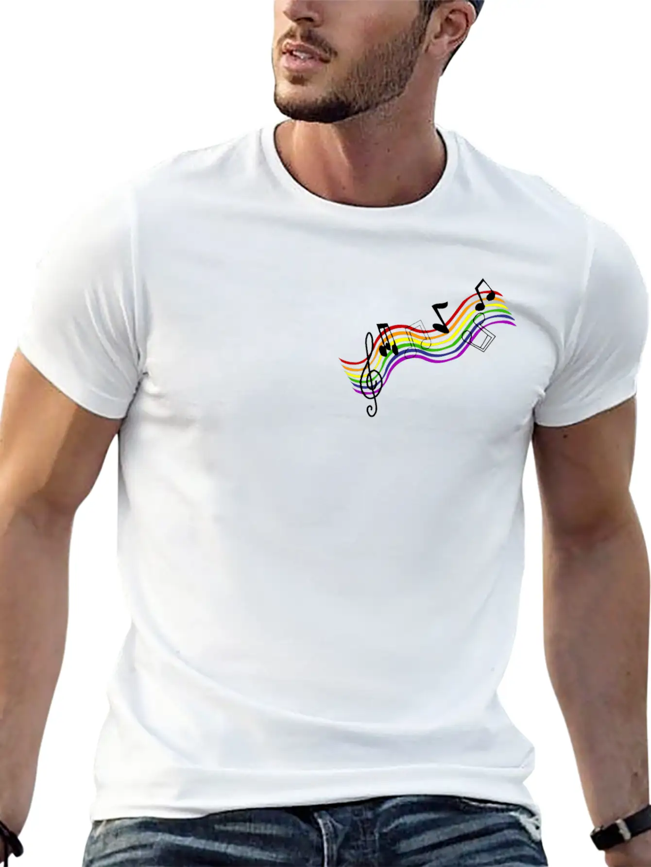 Treble Rainbow Song Modern Fit Casual T-Shirt – Clean And Versatile Design