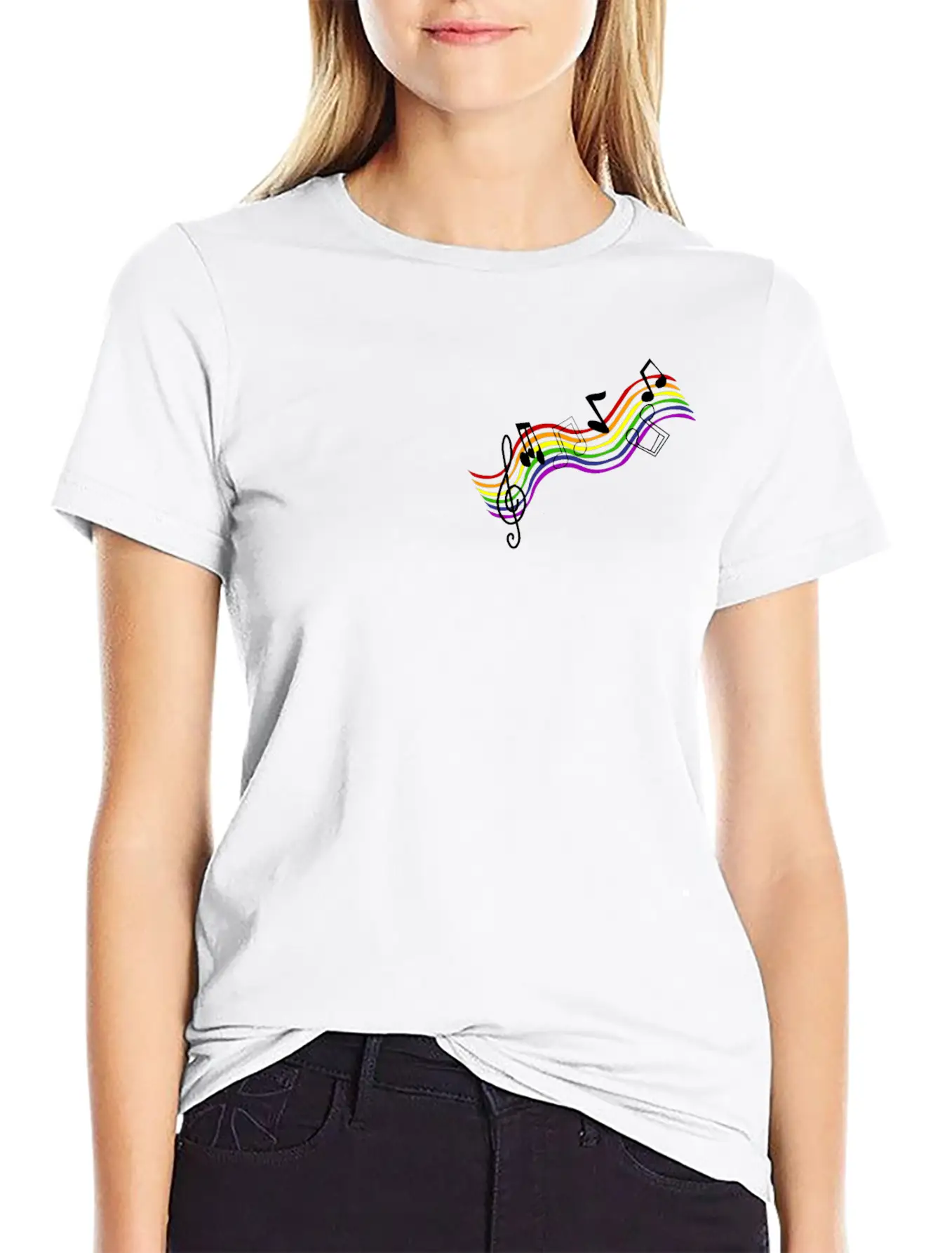 Treble Rainbow Song Modern Fit Casual T-Shirt – Clean And Versatile Design