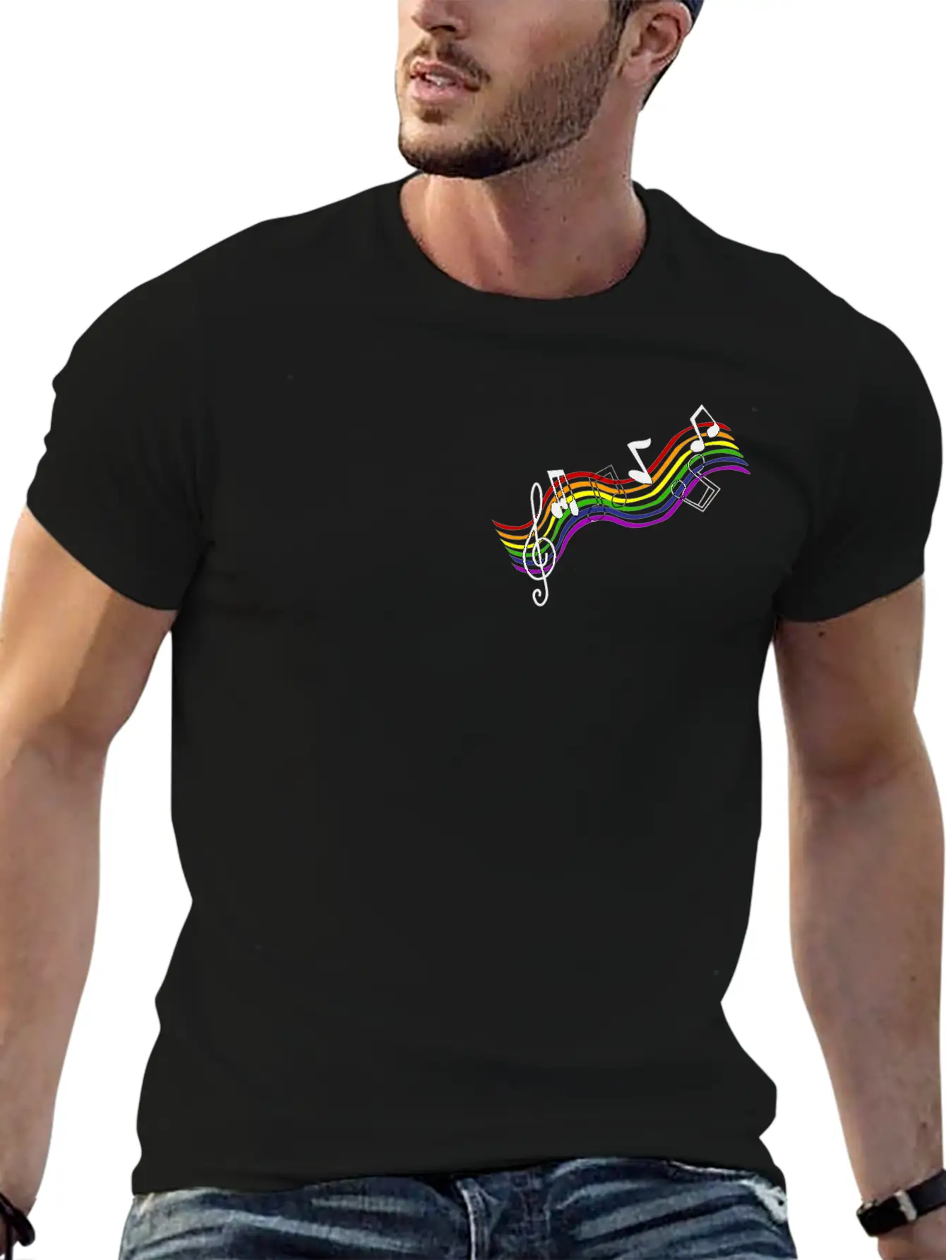Treble Rainbow Song Modern Fit Casual T-Shirt – Clean And Versatile Design
