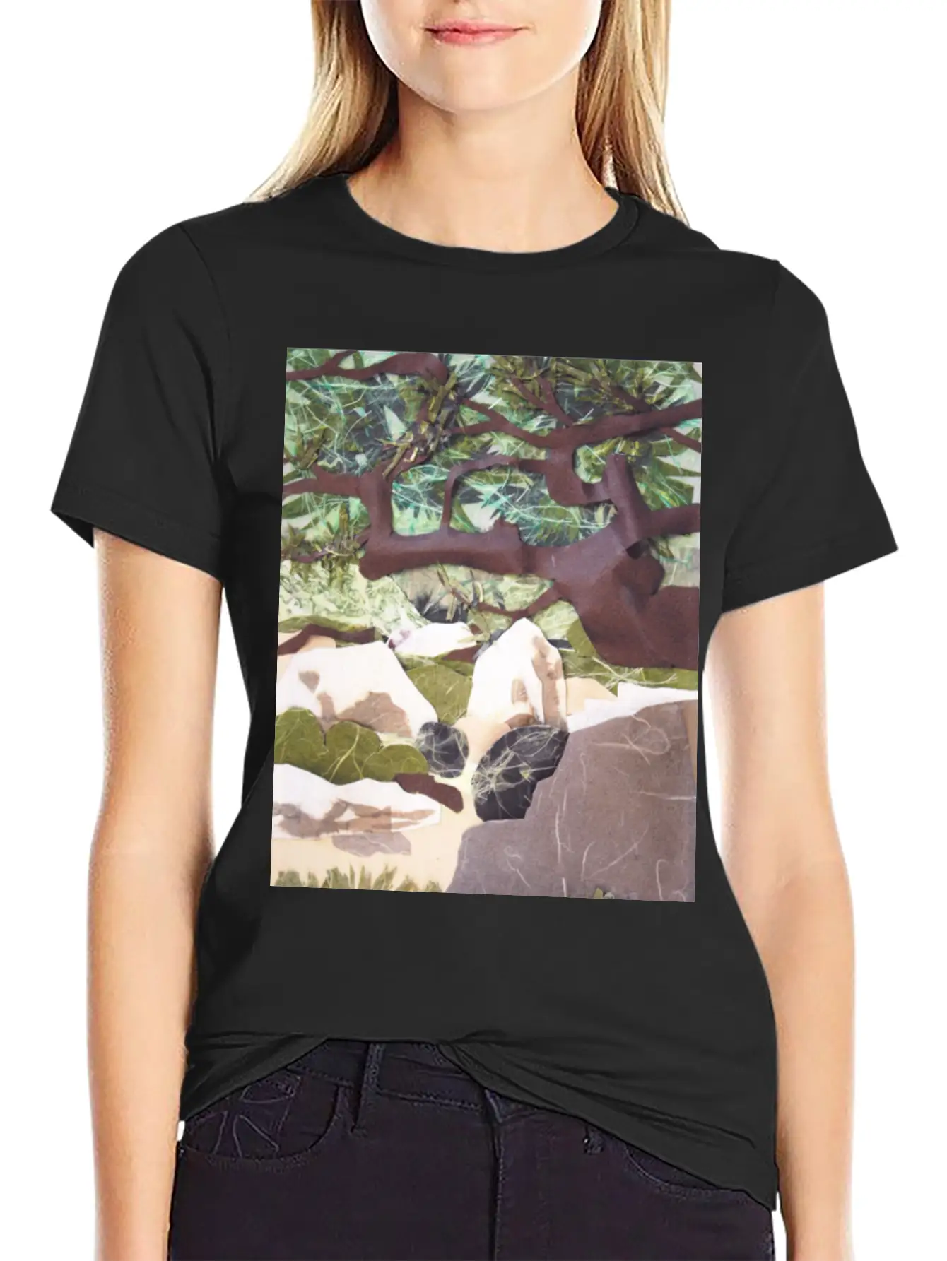 Tree Collage Lightweight Cotton T-Shirt – Daily Comfort Graphic Shirt