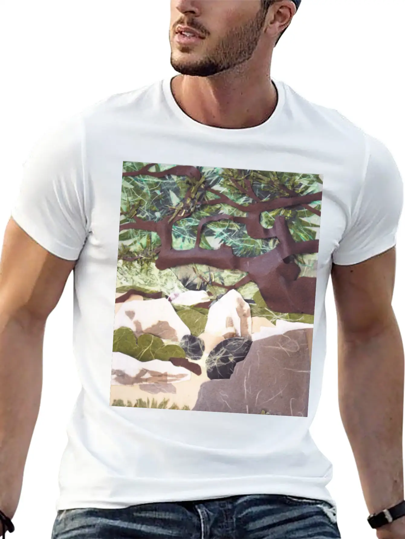 Tree Collage Lightweight Cotton T-Shirt – Daily Comfort Graphic Shirt