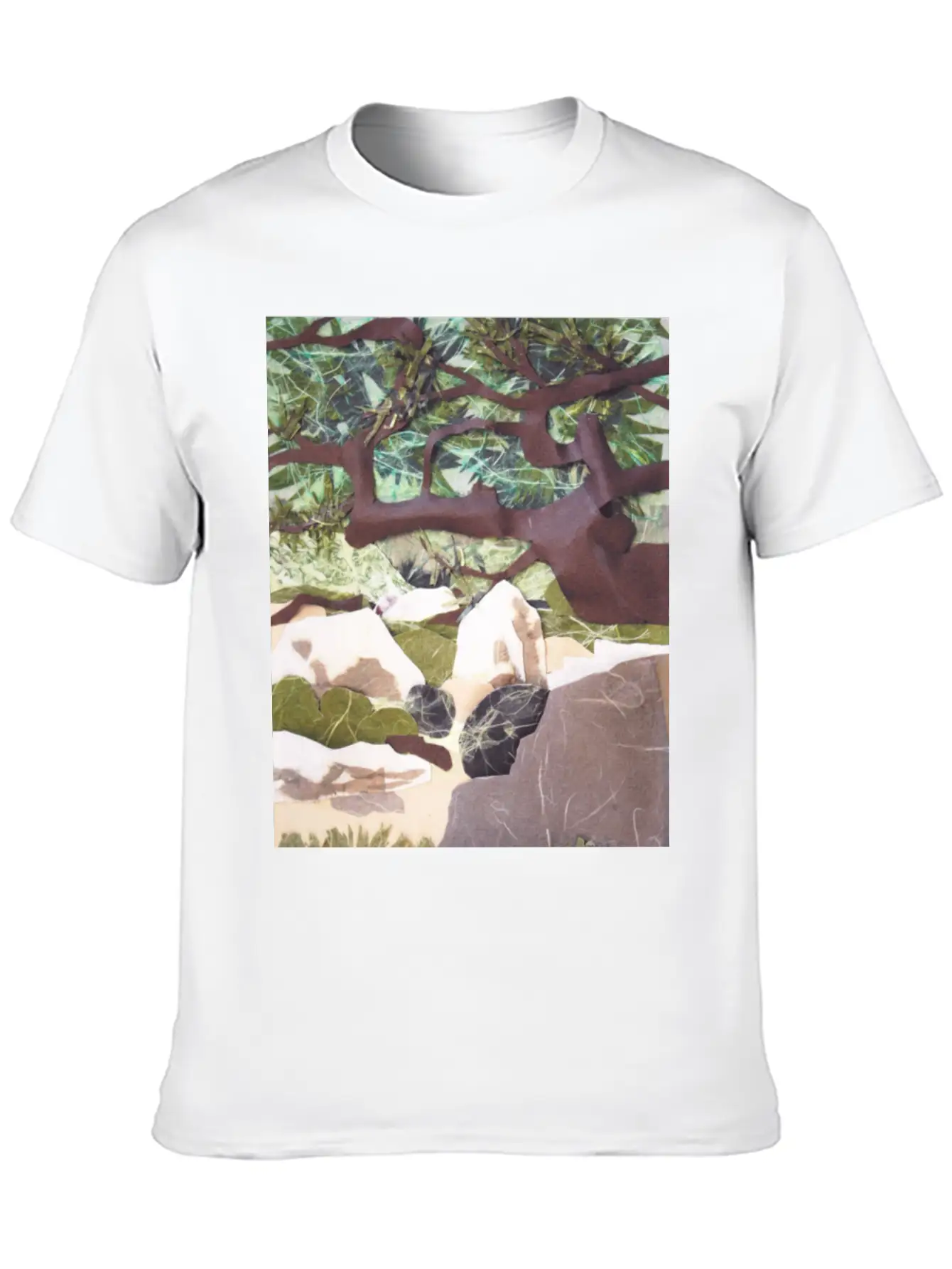 Tree Collage Lightweight Cotton T-Shirt – Daily Comfort Graphic Shirt