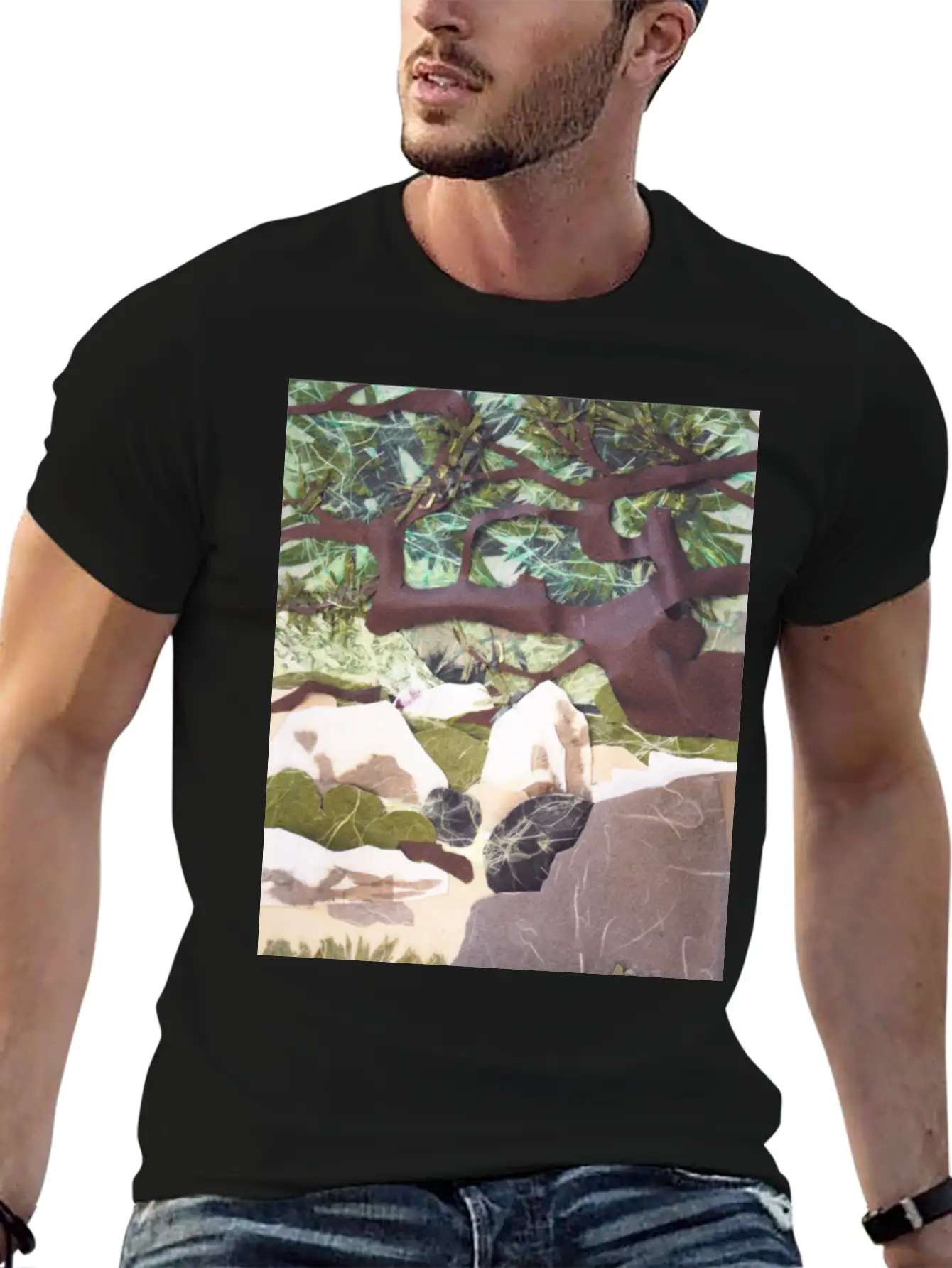 Tree Collage Lightweight Cotton T-Shirt – Daily Comfort Graphic Shirt