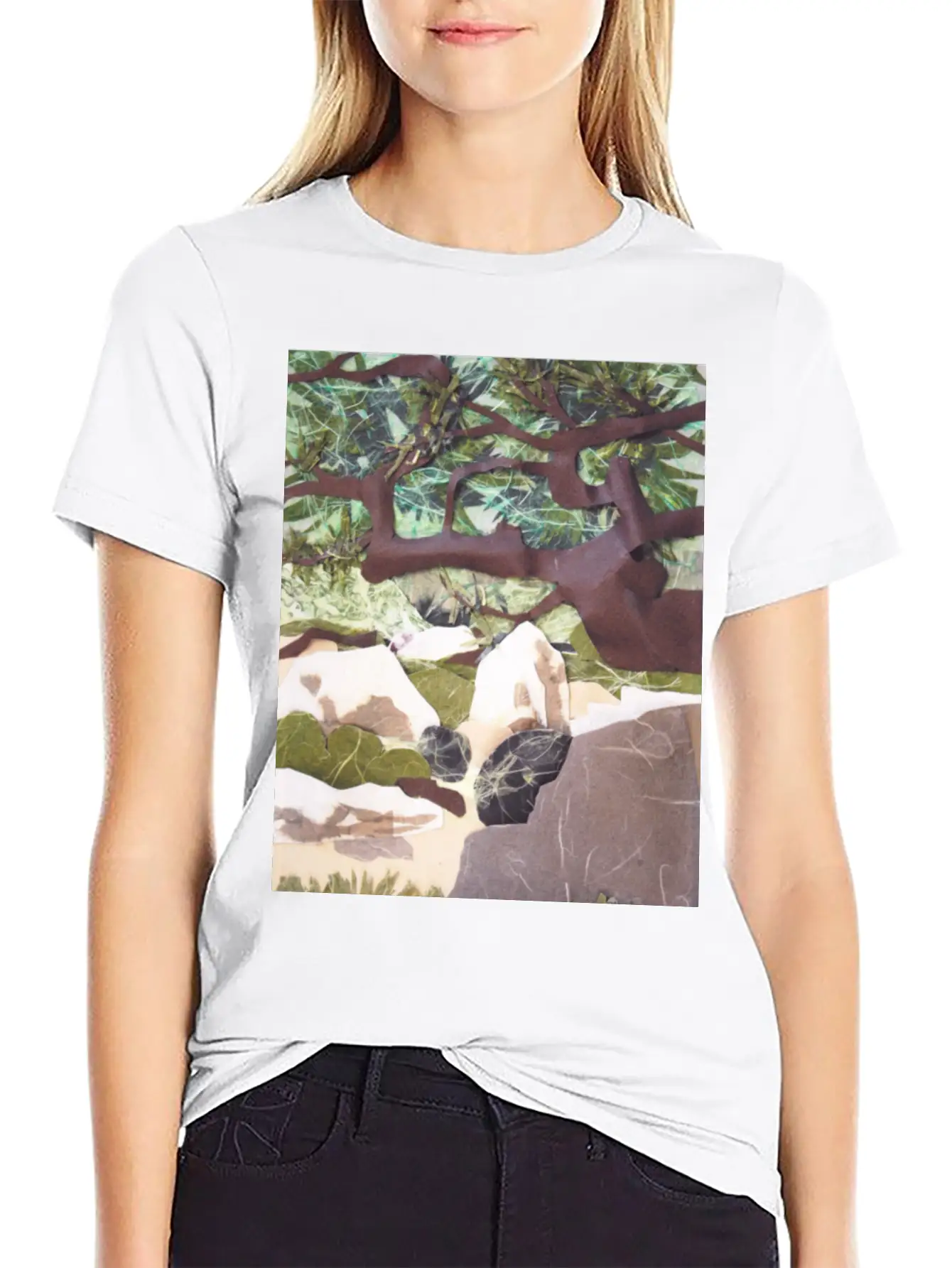 Tree Collage Lightweight Cotton T-Shirt – Daily Comfort Graphic Shirt