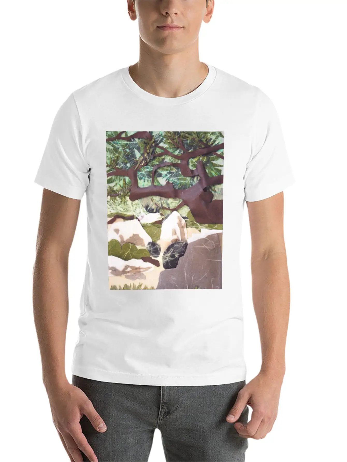 Tree Collage Lightweight Cotton T-Shirt – Daily Comfort Graphic Shirt