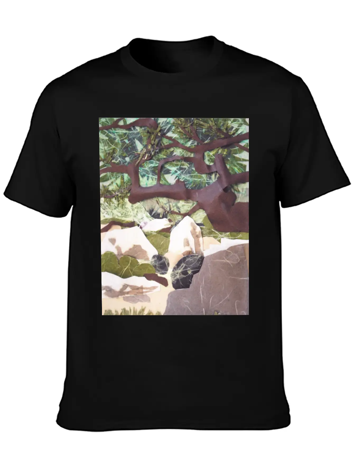 Tree Collage Lightweight Cotton T-Shirt – Daily Comfort Graphic Shirt