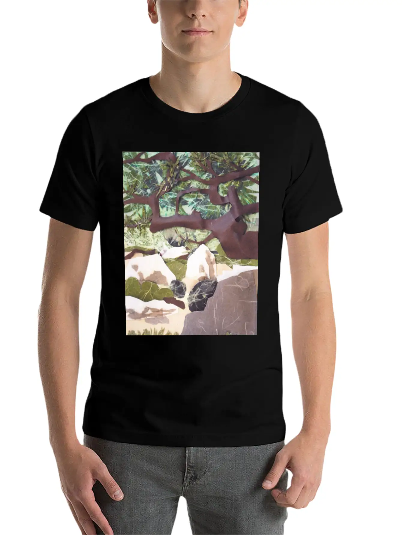 Tree Collage Lightweight Cotton T-Shirt – Daily Comfort Graphic Shirt