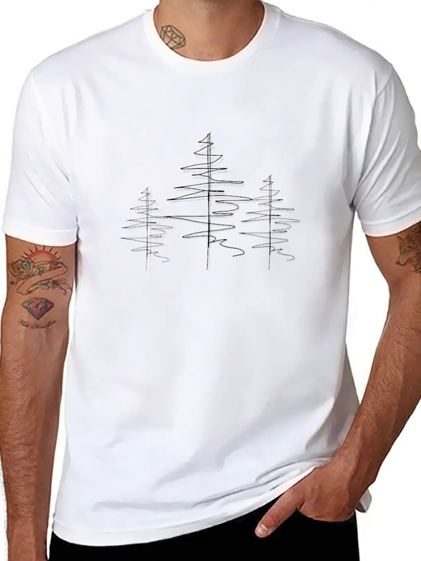 Tree Forest Line Art Unisex Casual T-Shirt – Clean Design For Daily Comfort