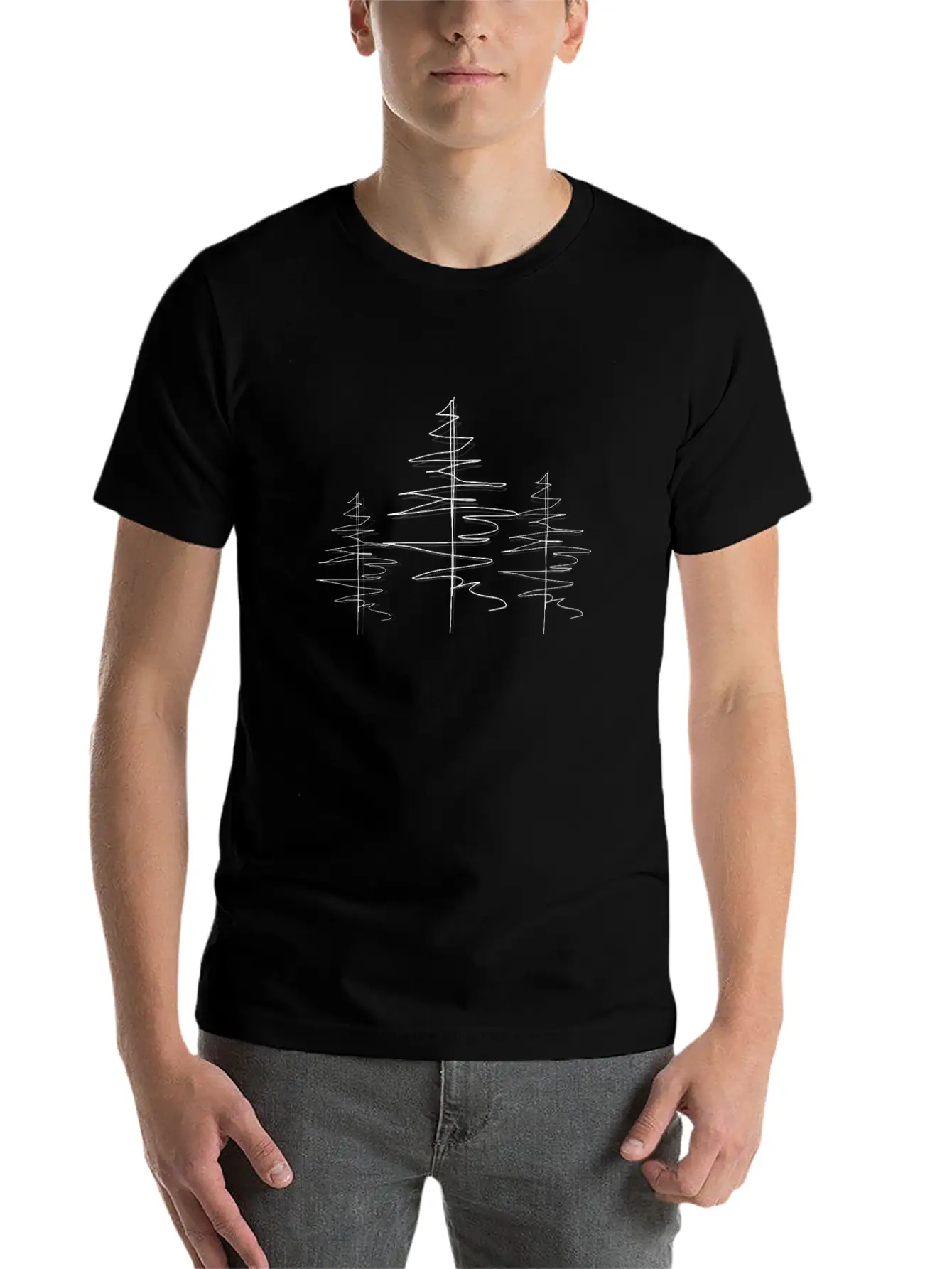 Tree Forest Line Art Unisex Casual T-Shirt – Clean Design For Daily Comfort