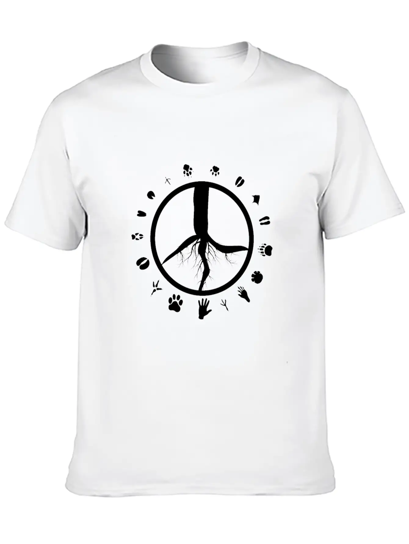 Tree Roots Peace Sign Love Animal Footprints Classic Fit Graphic Tee For Daily Comfort – Unisex Cotton Shirt