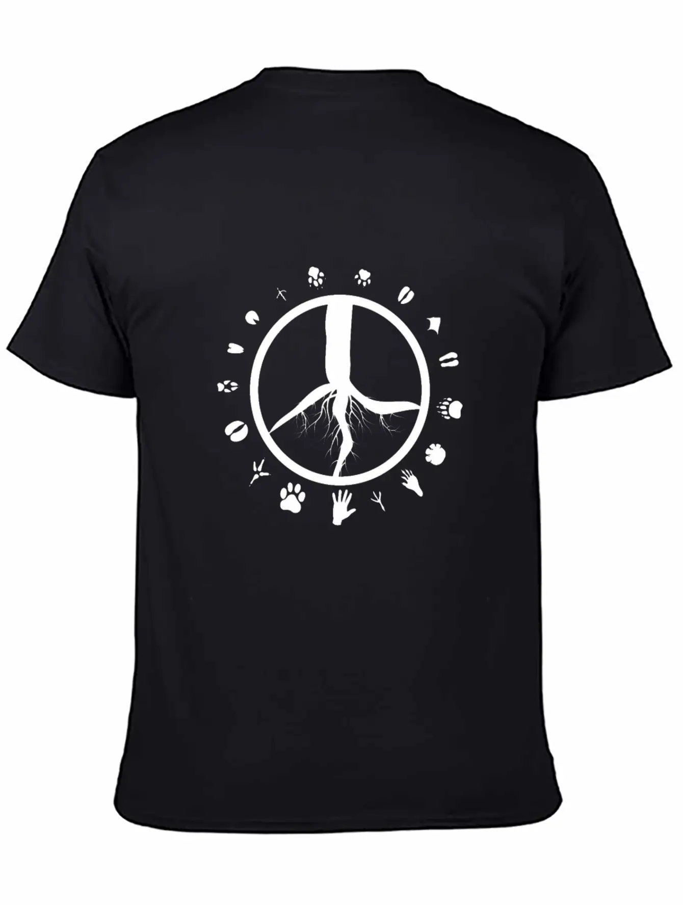 Tree Roots Peace Sign Love Animal Footprints Classic Fit Graphic Tee For Daily Comfort – Unisex Cotton Shirt