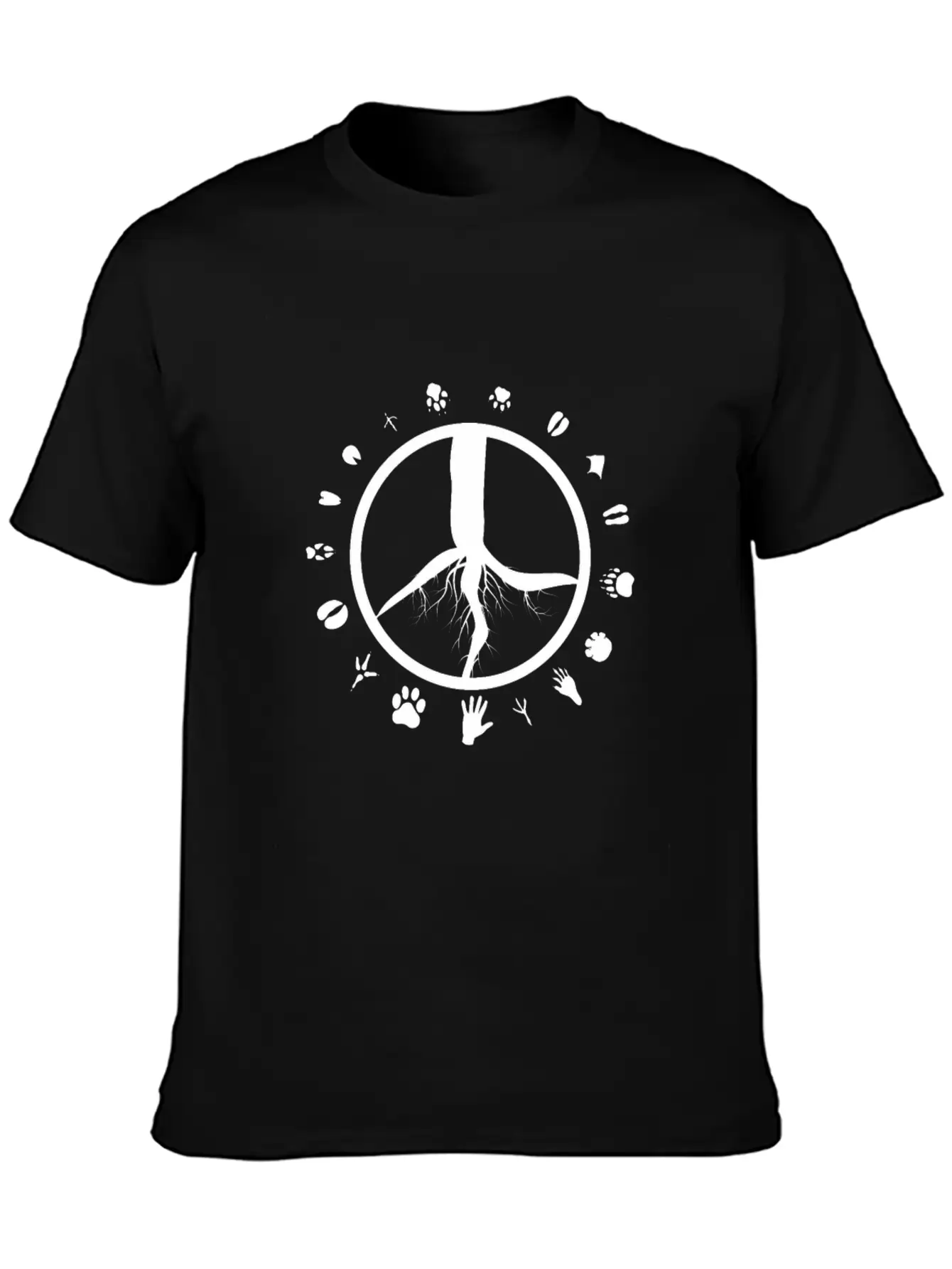 Tree Roots Peace Sign Love Animal Footprints Classic Fit Graphic Tee For Daily Comfort – Unisex Cotton Shirt