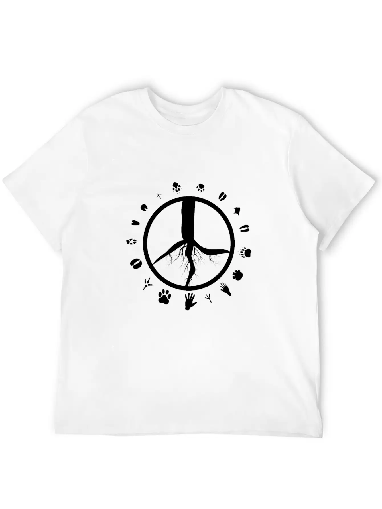 Tree Roots Peace Sign Love Animal Footprints Classic Fit Graphic Tee For Daily Comfort – Unisex Cotton Shirt