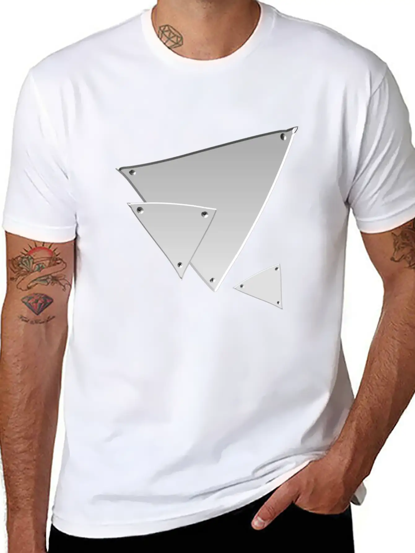 Triangle Triangle Metal Silver Nails Icon Soft Cotton Short Sleeve Tee – Unisex Wardrobe Staple