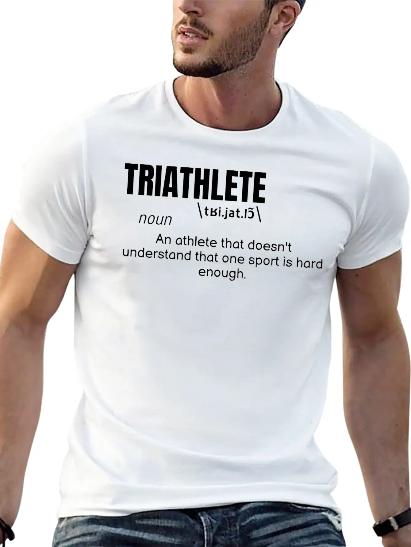 Triathlete Definition Quote Funny Athlete Lightweight Cotton T-Shirt – Daily Comfort Graphic Shirt