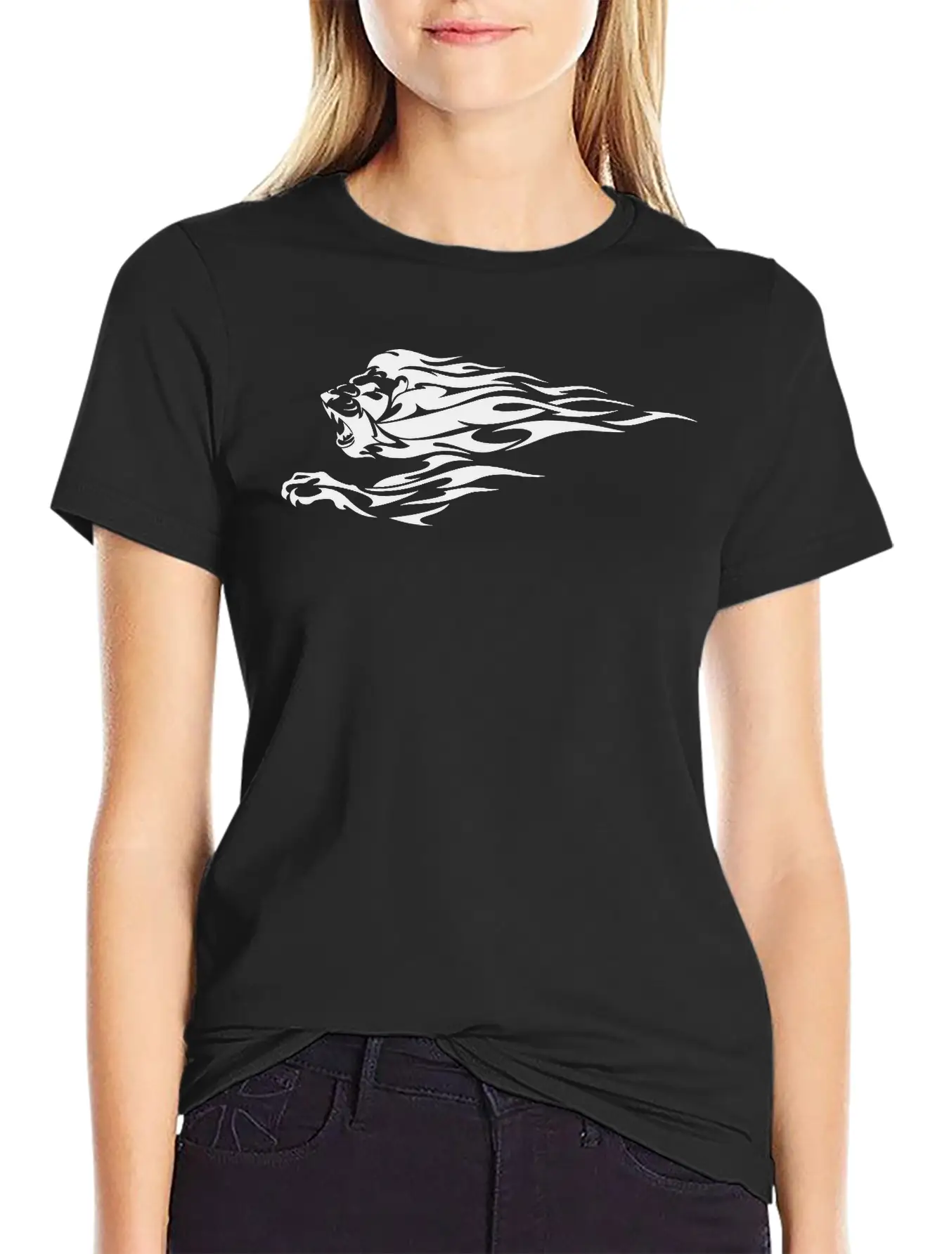 Tribal Fire Lion Essential Cotton Tee For Daily Outfits – Unisex Style
