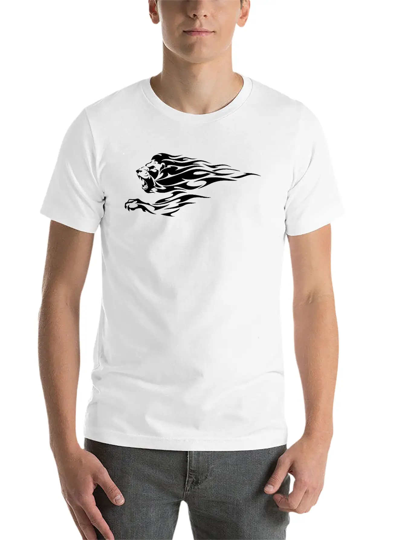 Tribal Fire Lion Essential Cotton Tee For Daily Outfits – Unisex Style