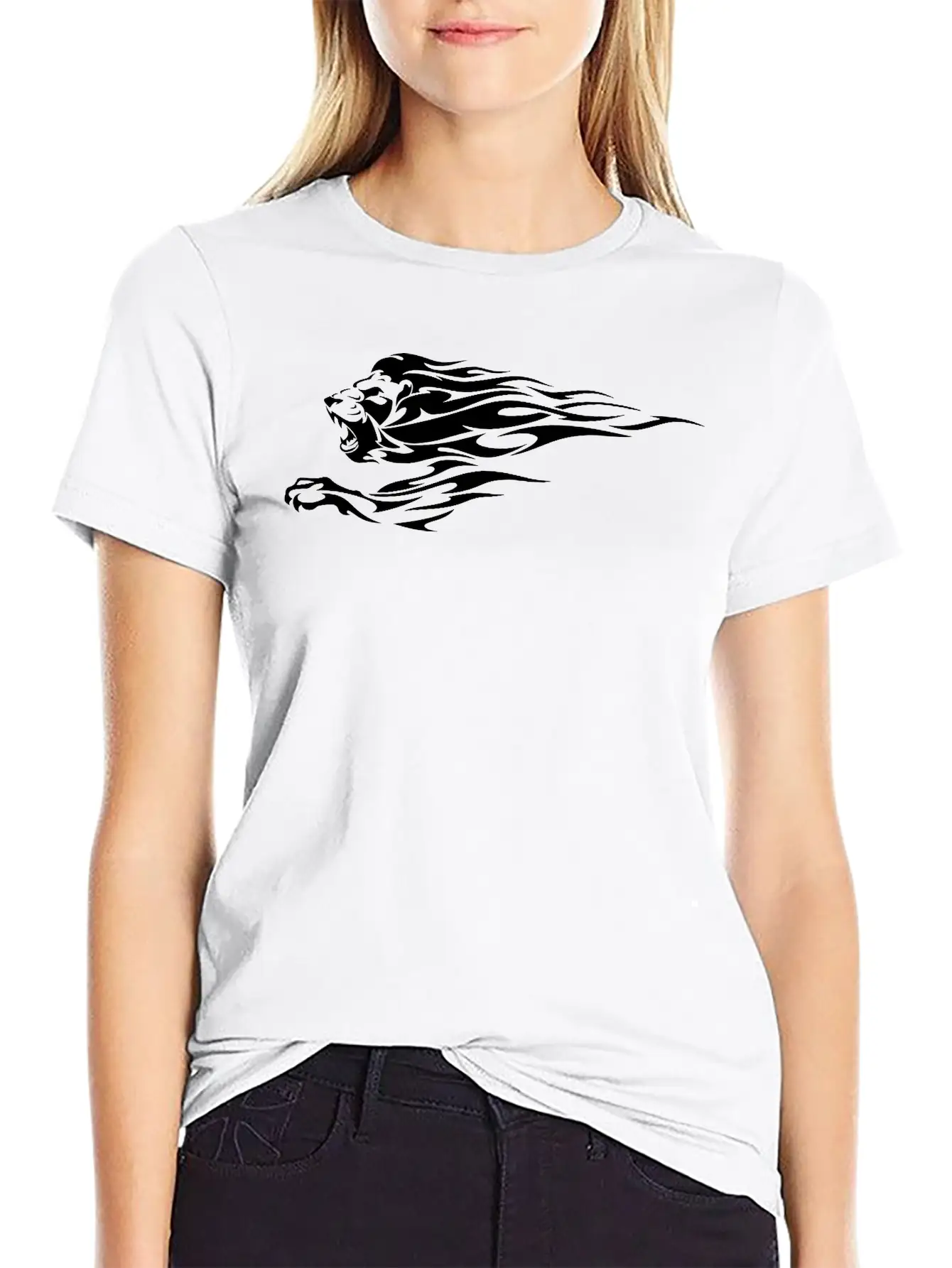 Tribal Fire Lion Essential Cotton Tee For Daily Outfits – Unisex Style