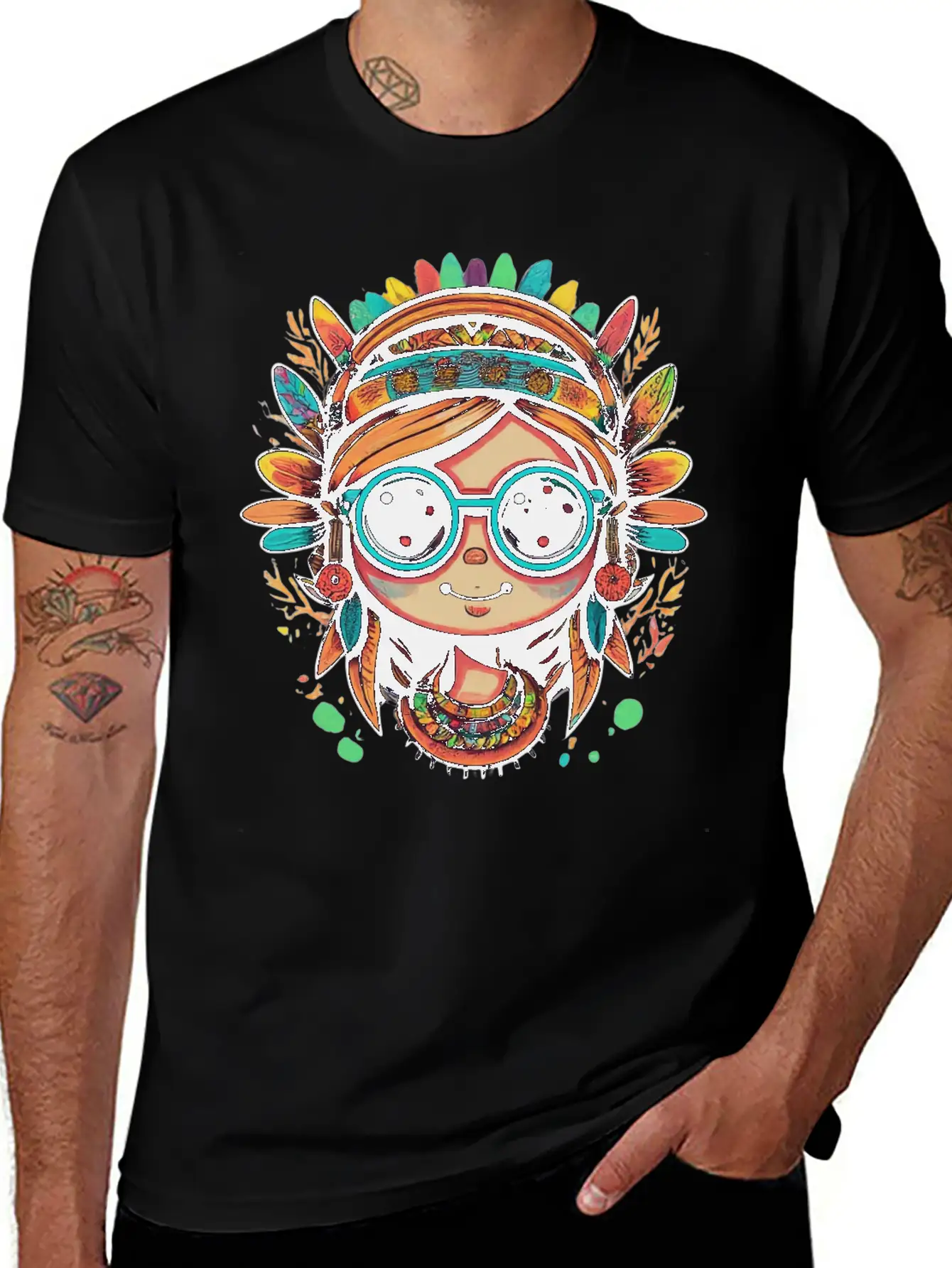 Tribal Girl Cartoon Relaxed Everyday Tee – Lightweight And Durable Cotton