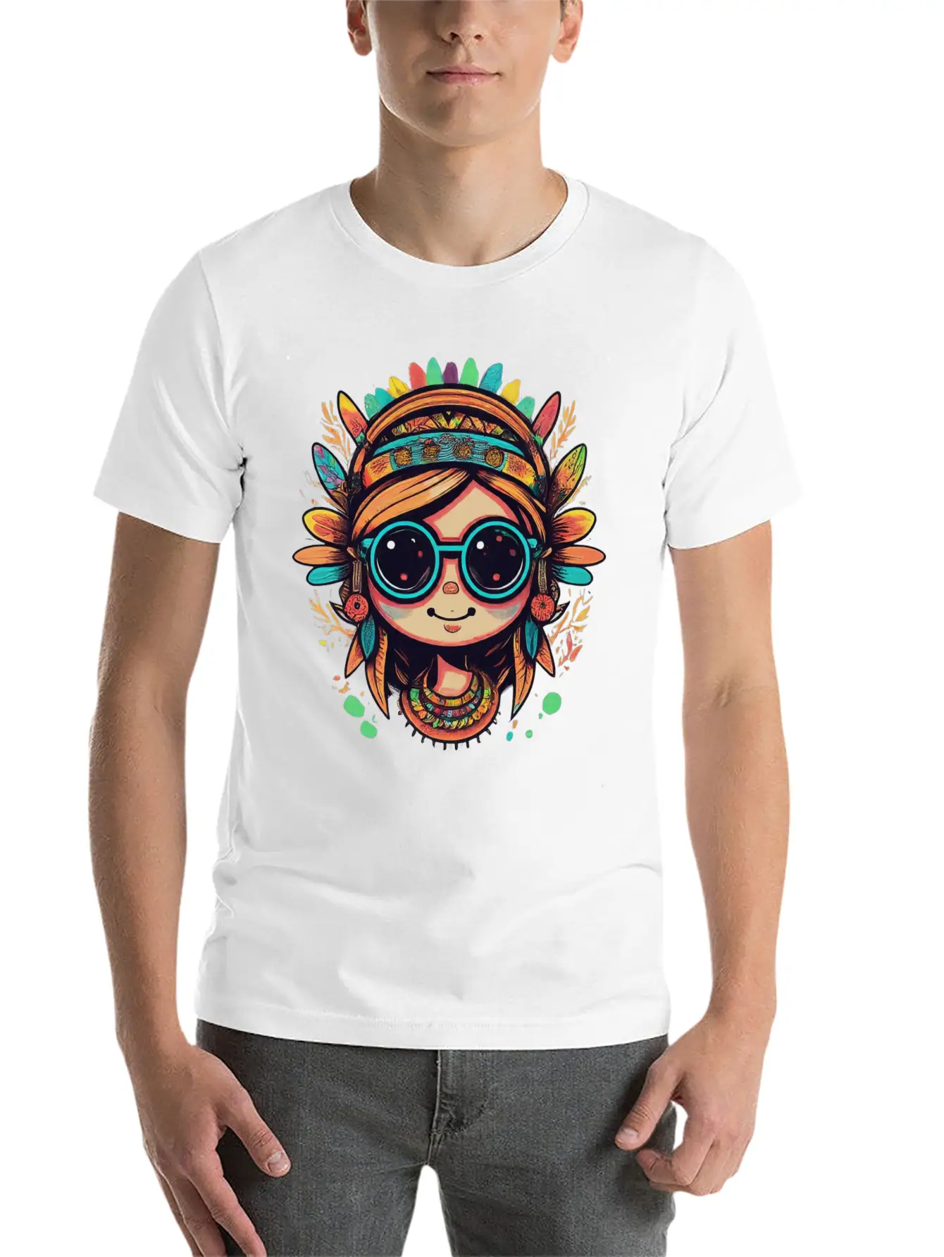 Tribal Girl Cartoon Relaxed Everyday Tee – Lightweight And Durable Cotton