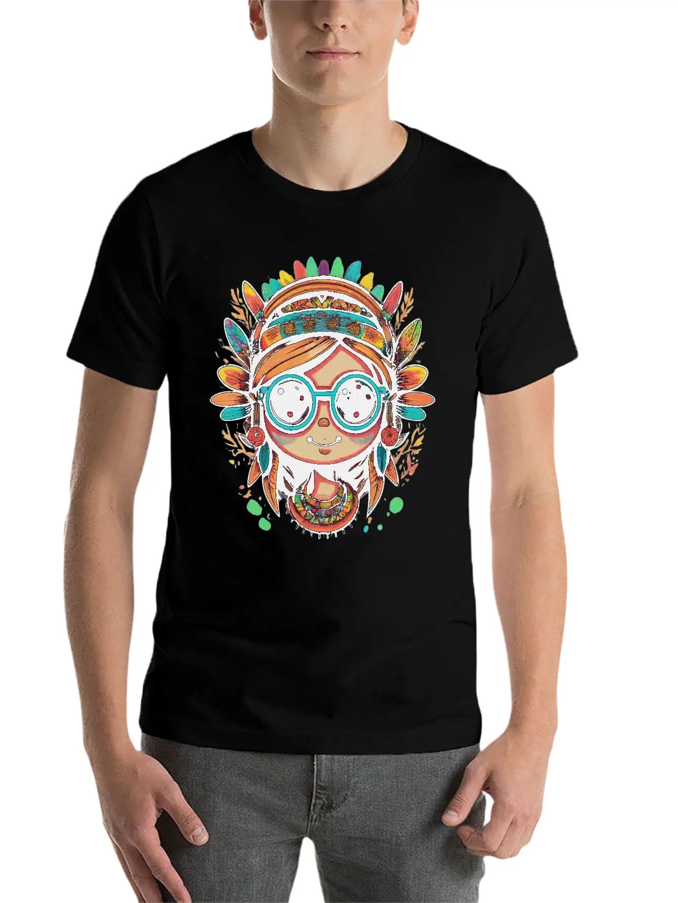 Tribal Girl Cartoon Relaxed Everyday Tee – Lightweight And Durable Cotton