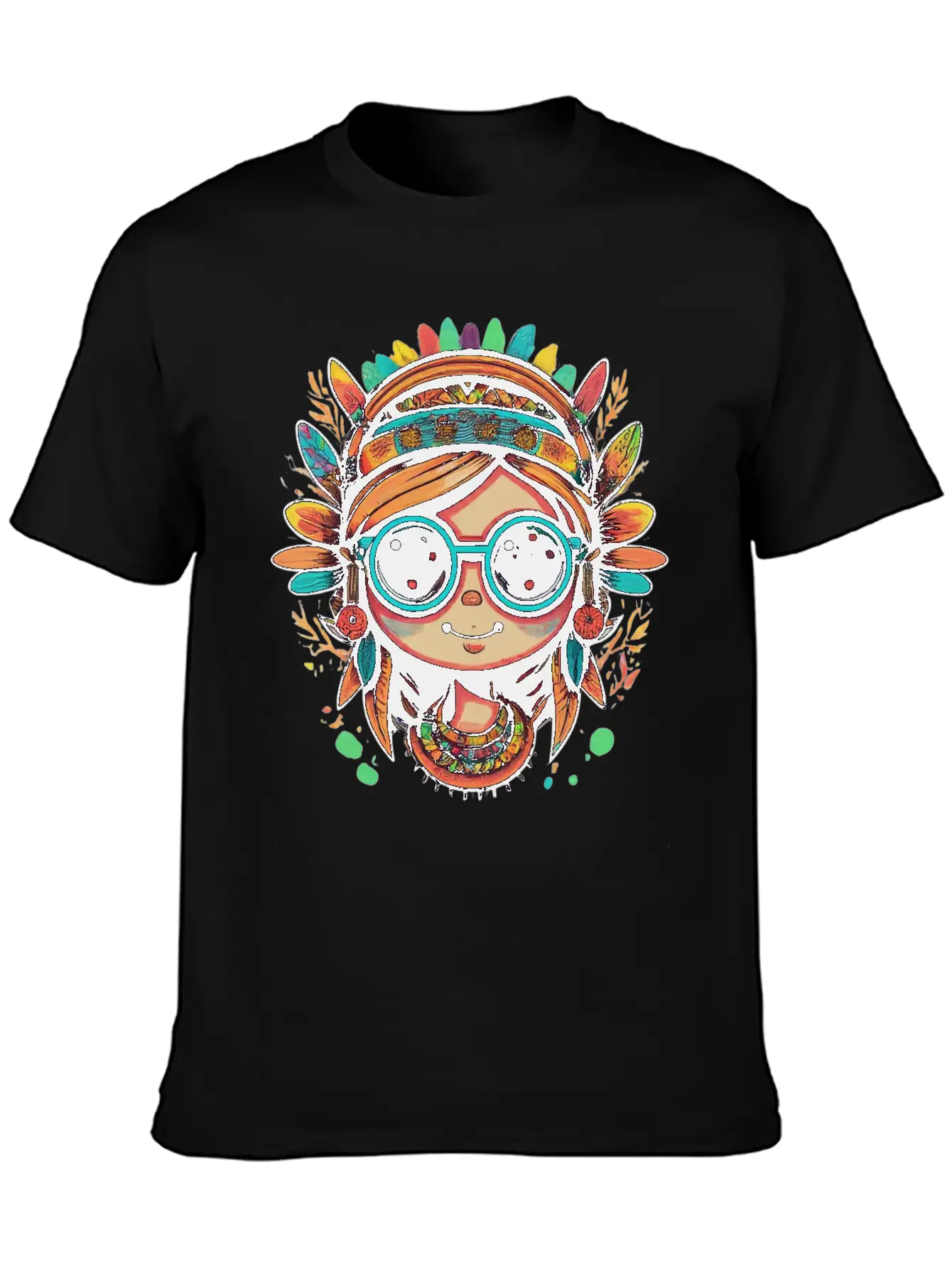 Tribal Girl Cartoon Relaxed Everyday Tee – Lightweight And Durable Cotton