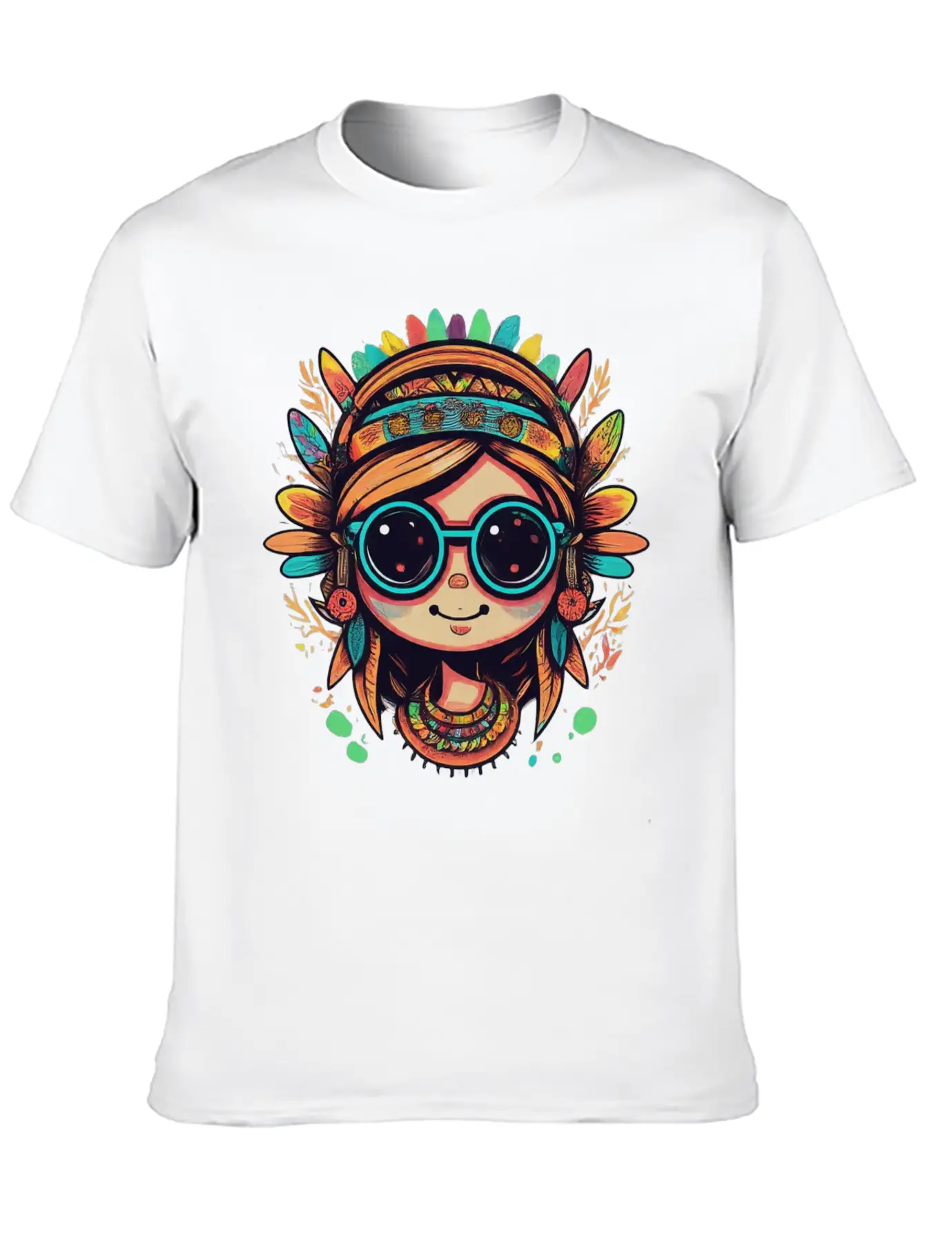 Tribal Girl Cartoon Relaxed Everyday Tee – Lightweight And Durable Cotton