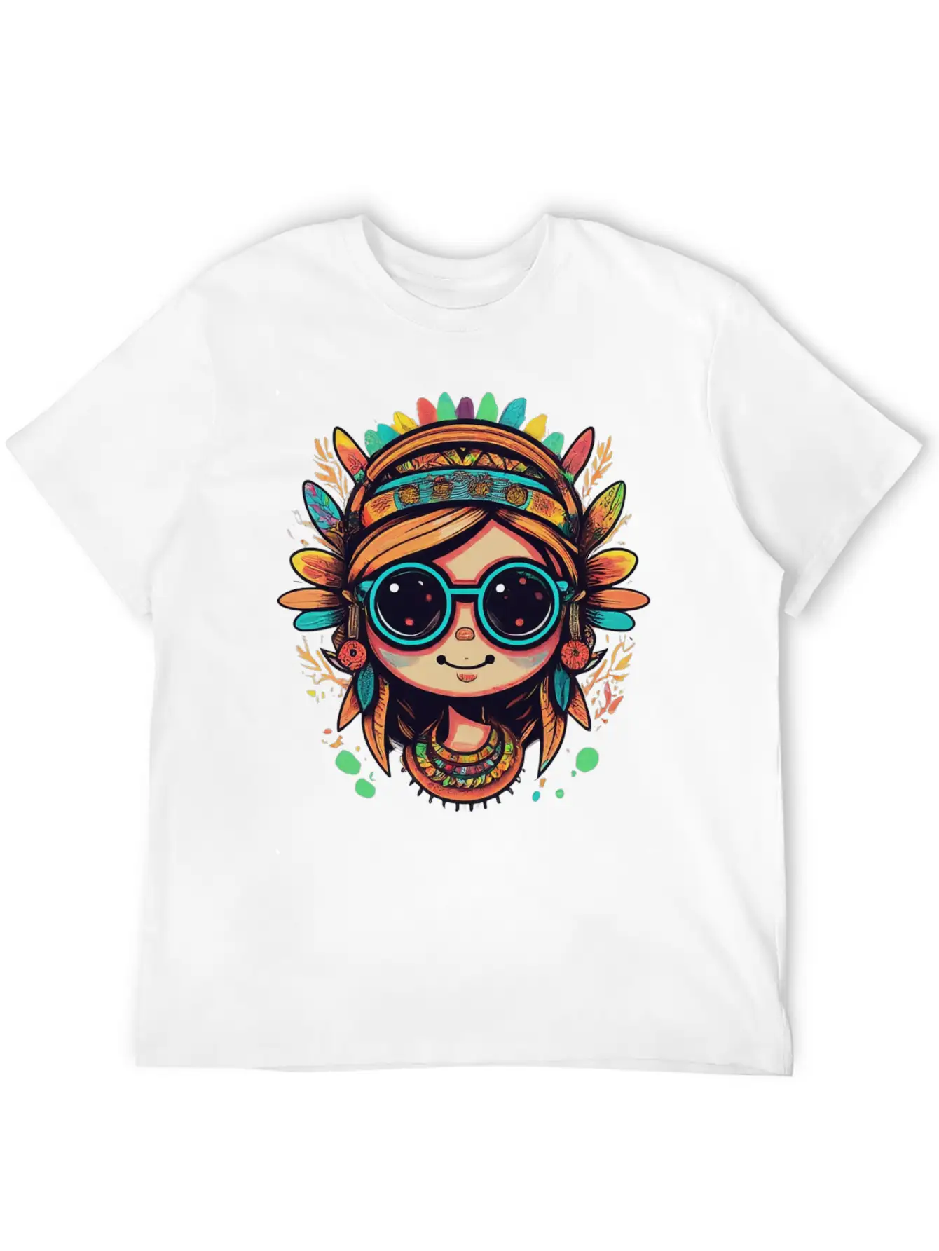 Tribal Girl Cartoon Relaxed Everyday Tee – Lightweight And Durable Cotton