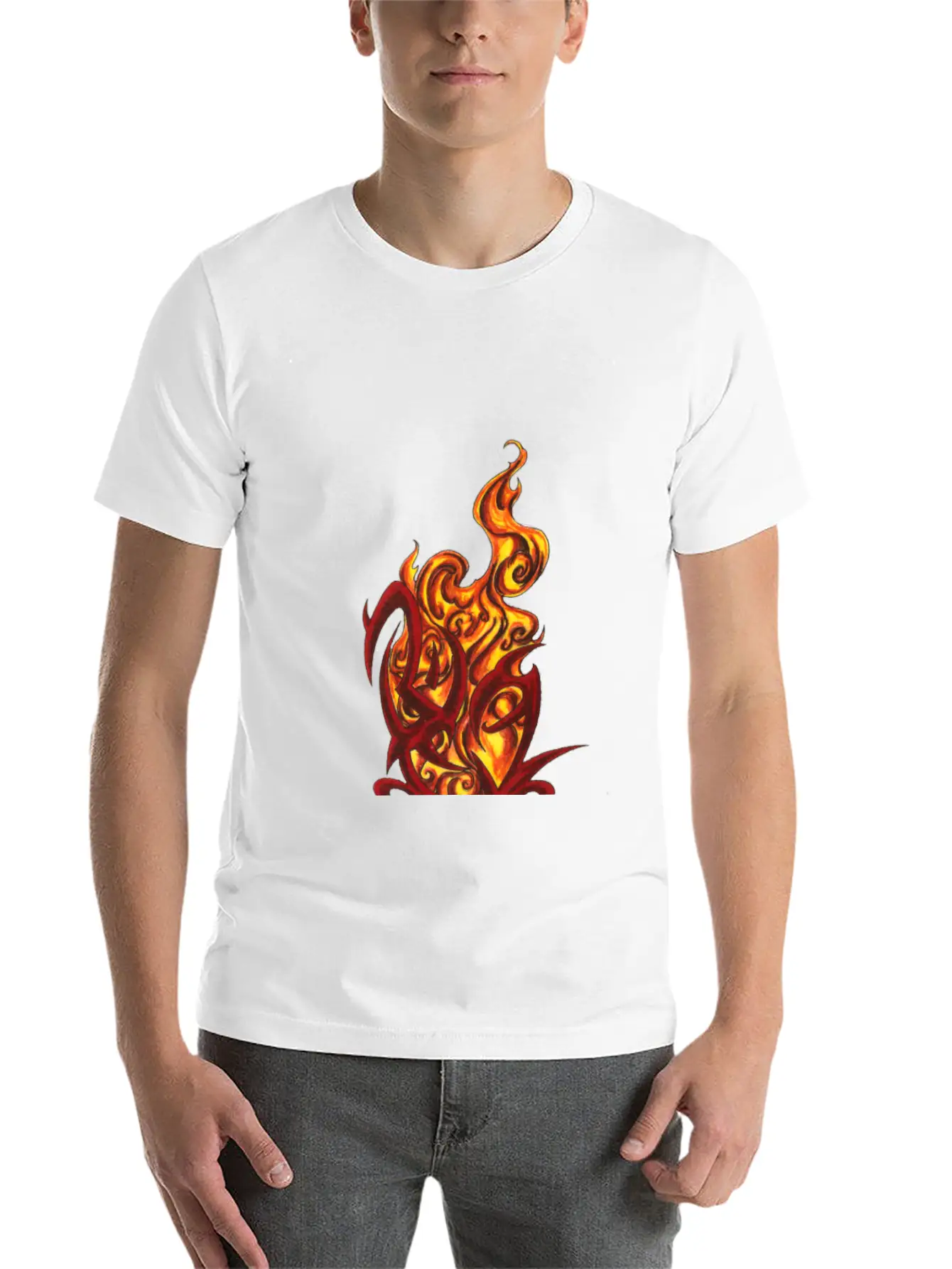 Tribal Heart With Flames Modern Fit Casual T-Shirt ��� Clean And Versatile Design