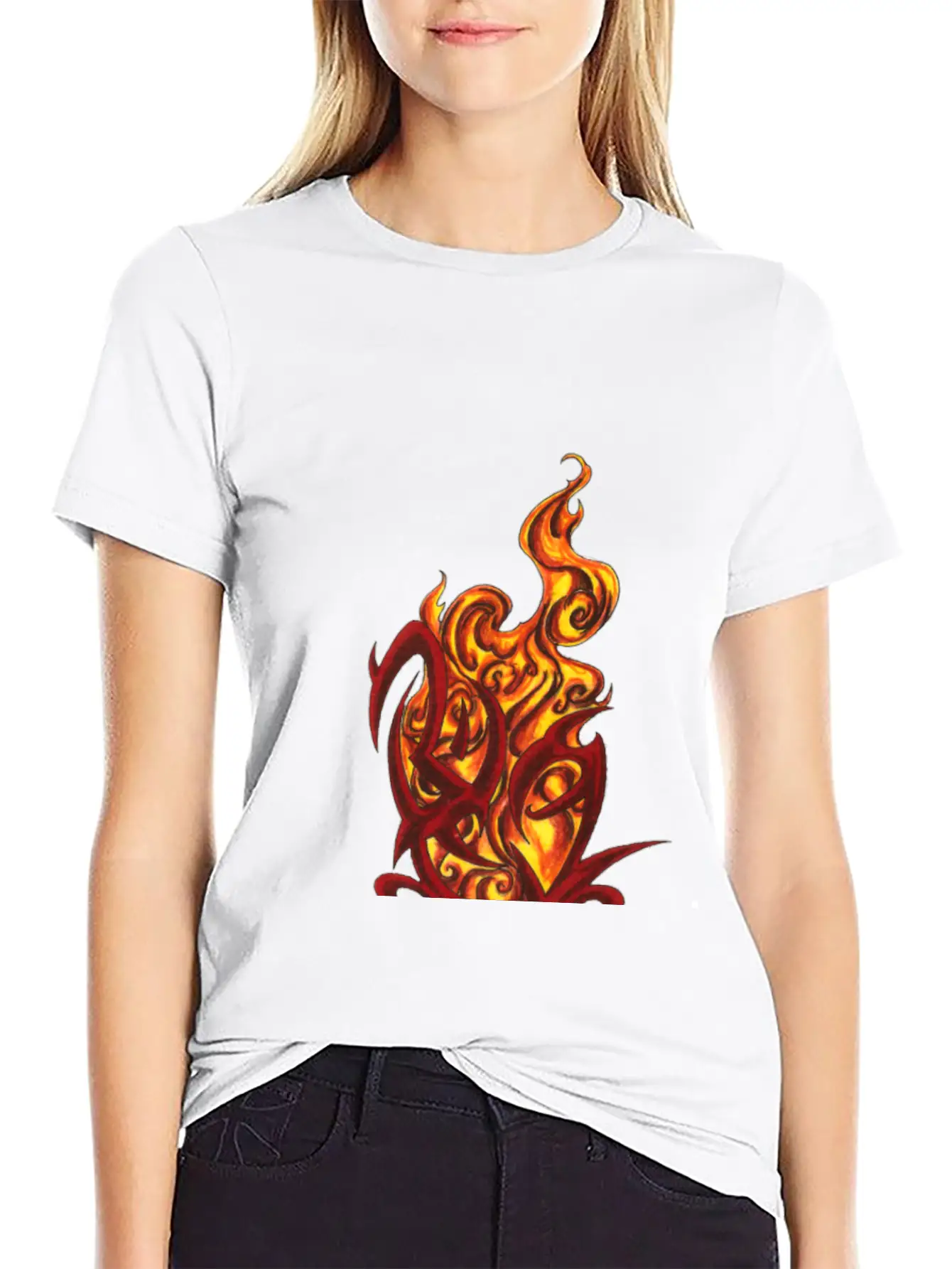 Tribal Heart With Flames Modern Fit Casual T-Shirt ��� Clean And Versatile Design