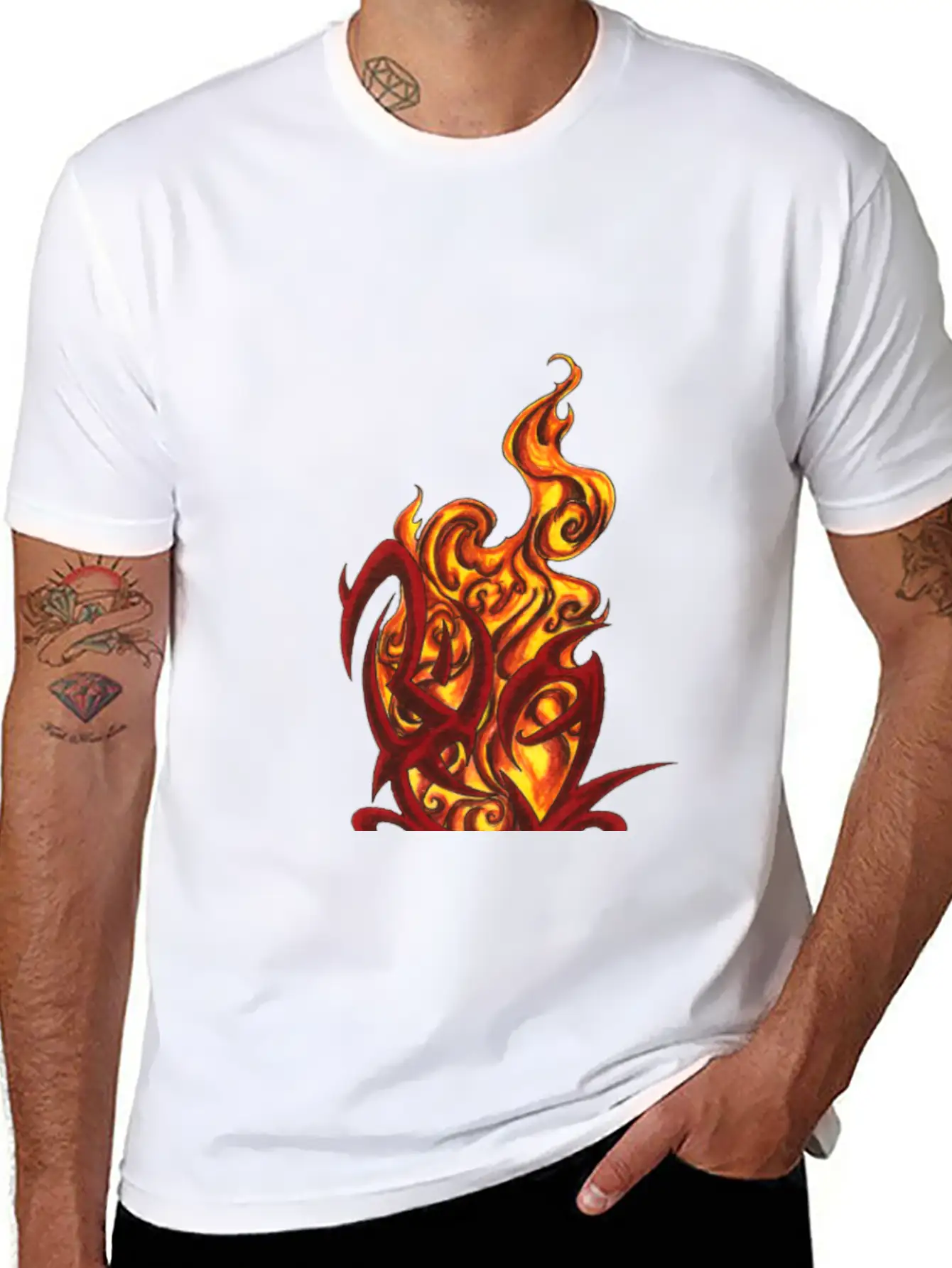 Tribal Heart With Flames Modern Fit Casual T-Shirt ��� Clean And Versatile Design