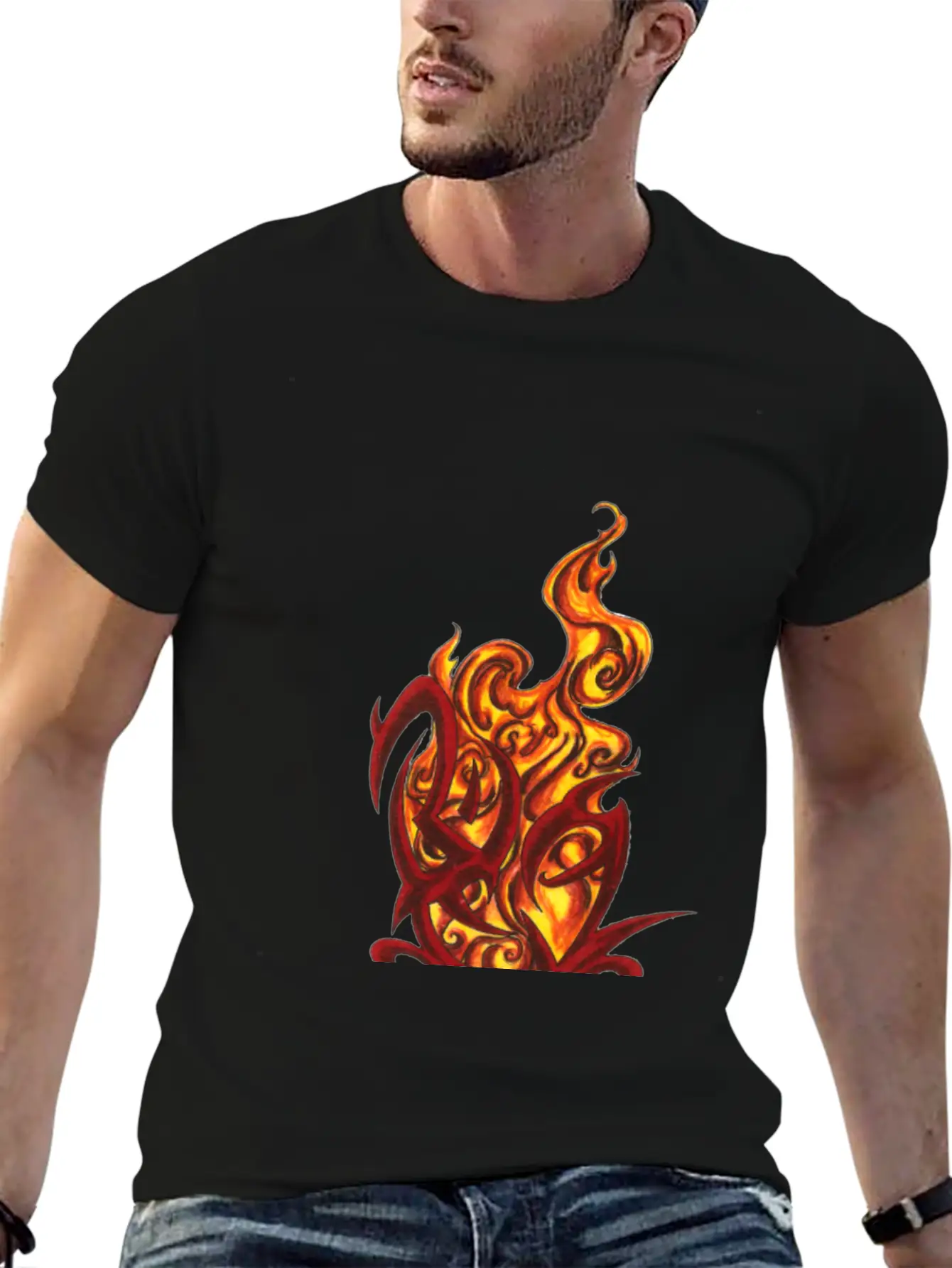 Tribal Heart With Flames Modern Fit Casual T-Shirt ��� Clean And Versatile Design