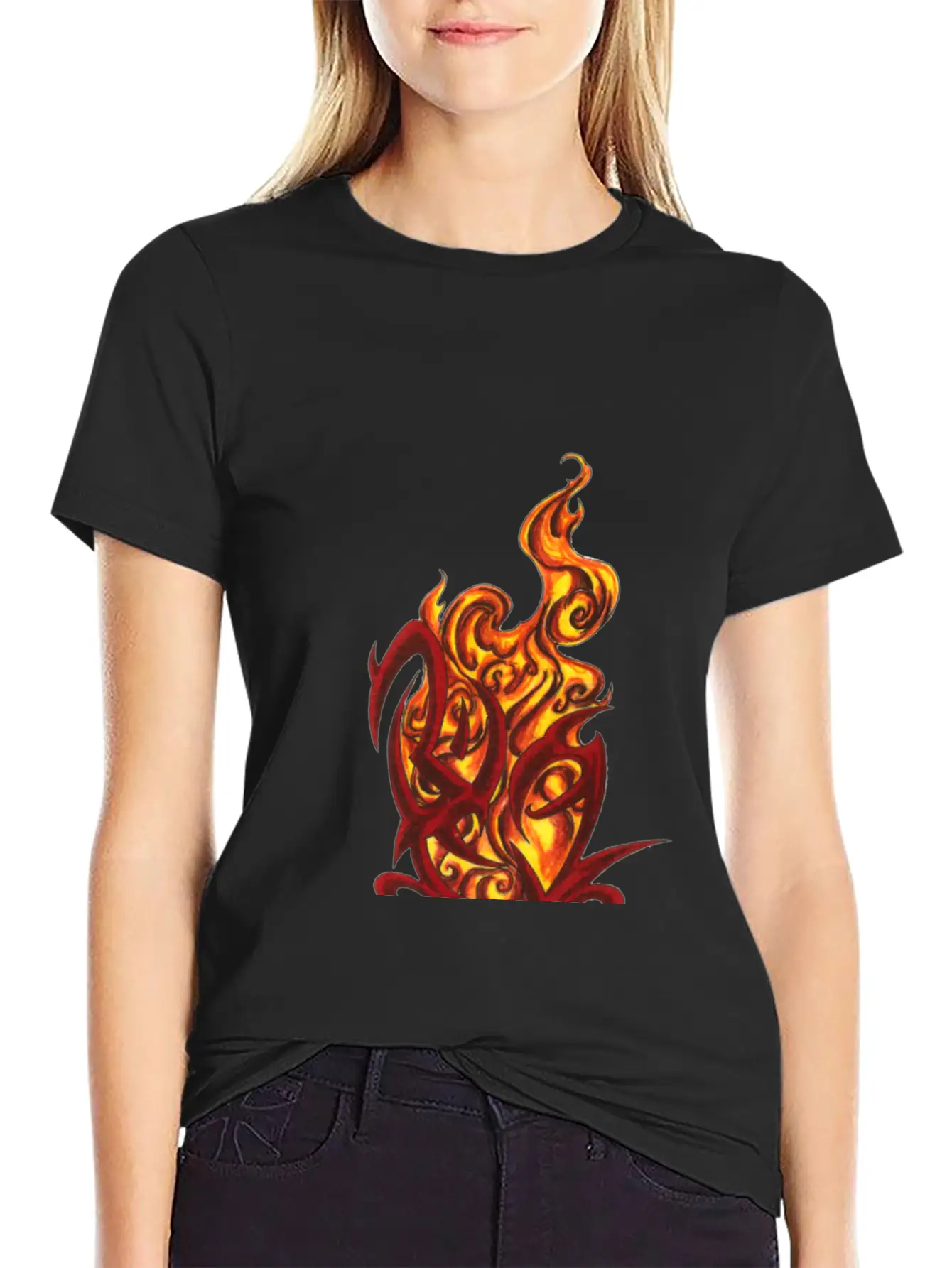 Tribal Heart With Flames Modern Fit Casual T-Shirt ��� Clean And Versatile Design