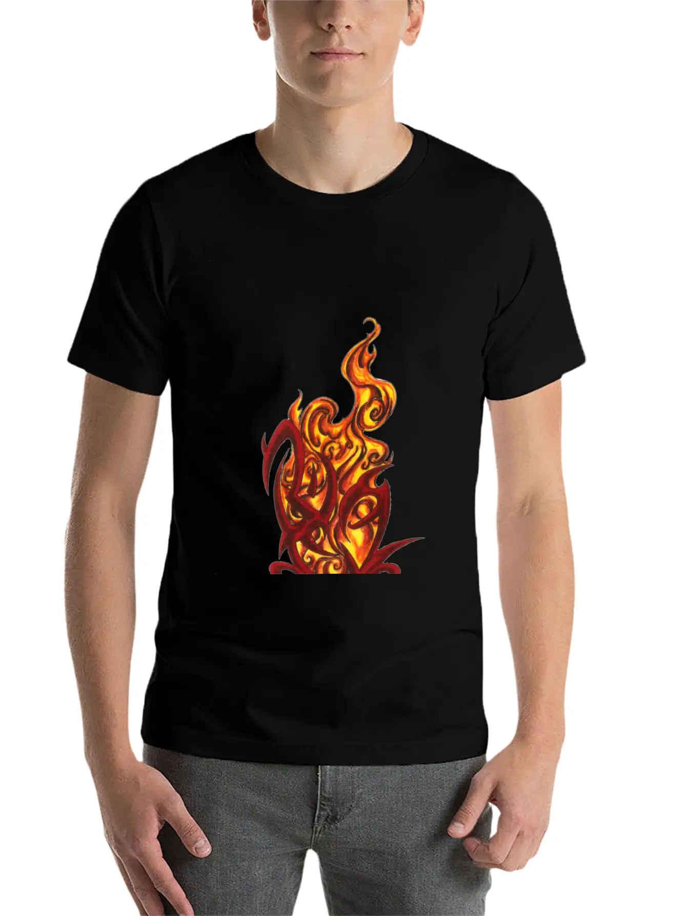 Tribal Heart With Flames Modern Fit Casual T-Shirt ��� Clean And Versatile Design