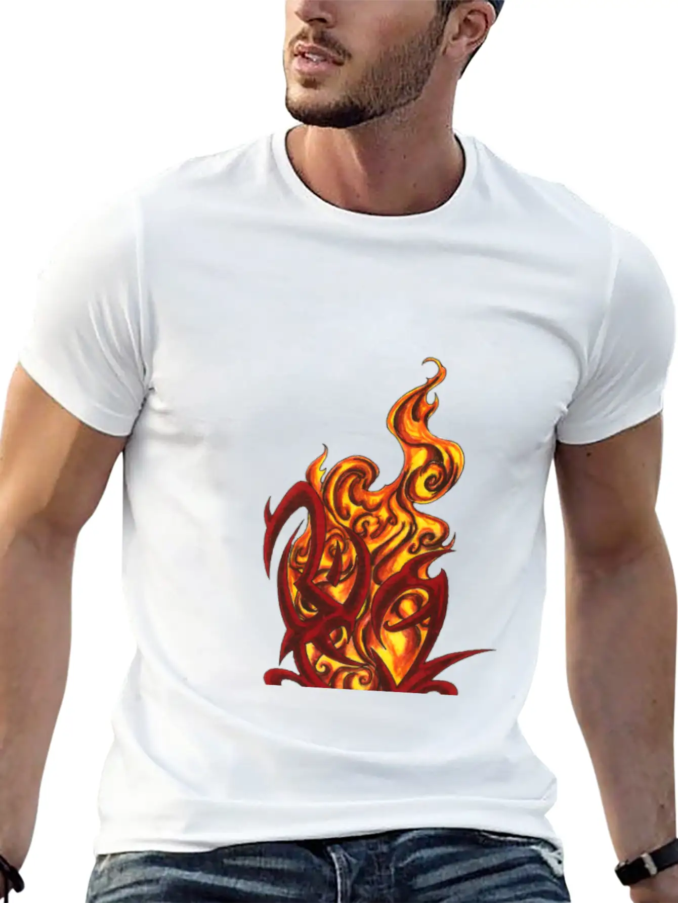 Tribal Heart With Flames Modern Fit Casual T-Shirt ��� Clean And Versatile Design