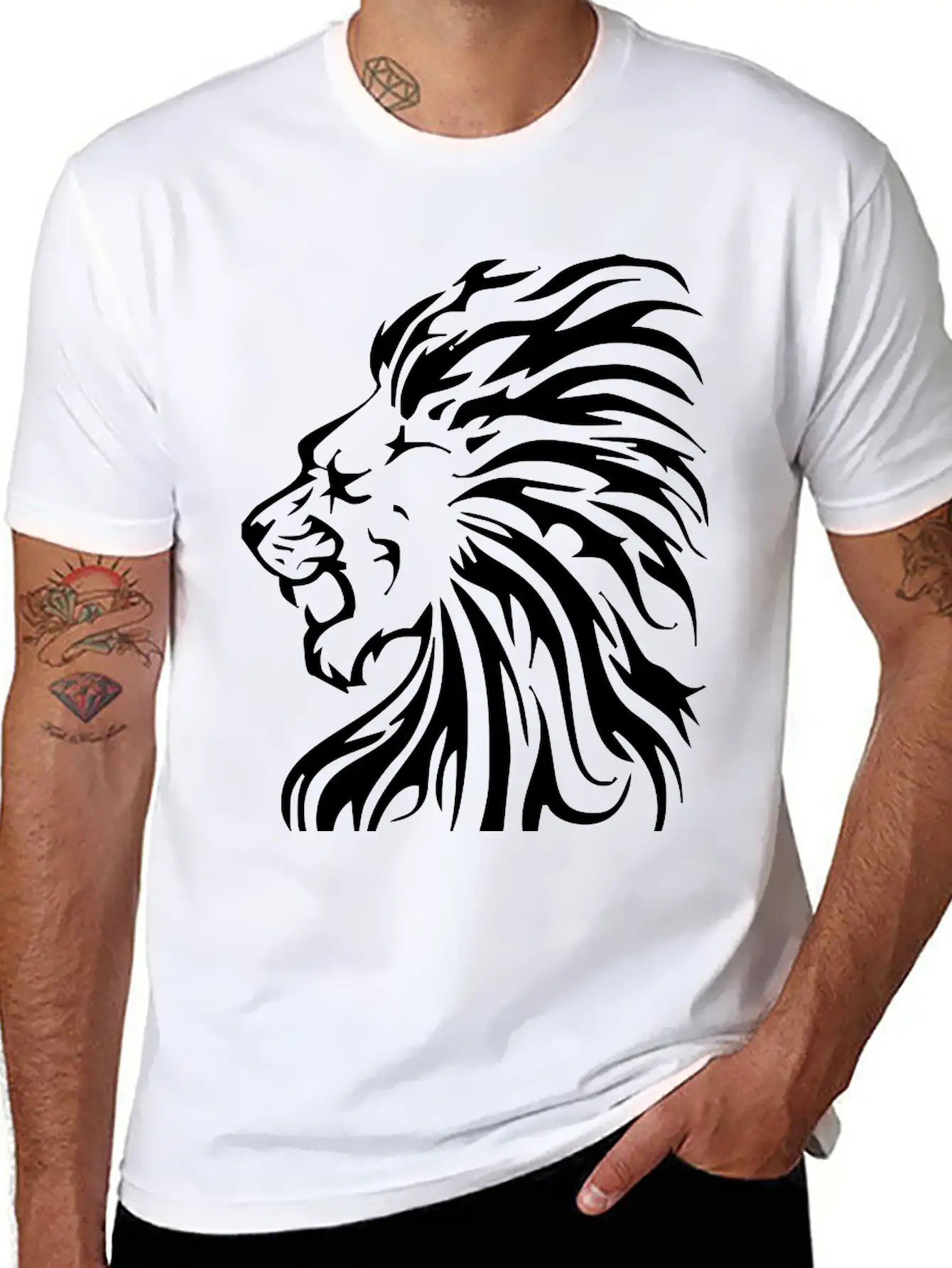 Tribal Lion Classic Fit Graphic Tee For Daily Comfort – Unisex Cotton Shirt