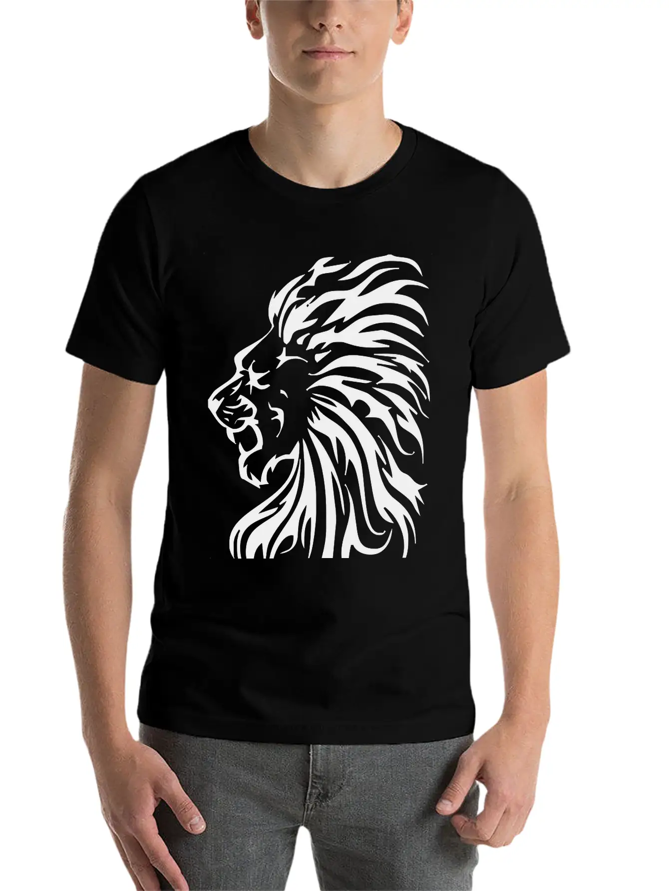 Tribal Lion Classic Fit Graphic Tee For Daily Comfort – Unisex Cotton Shirt
